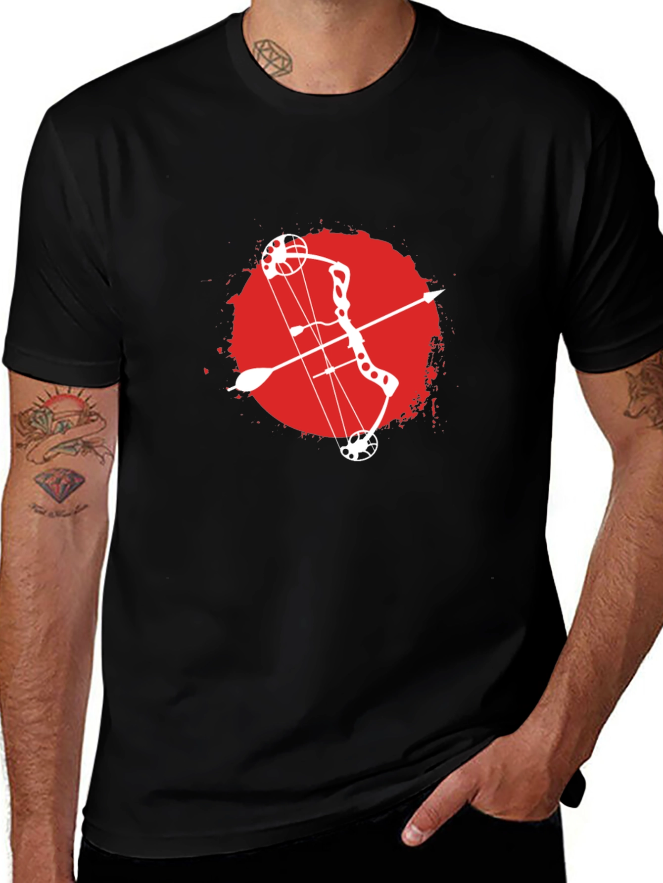 Variant 15 of Archery Bow & Arrow Graphic Tee - Black