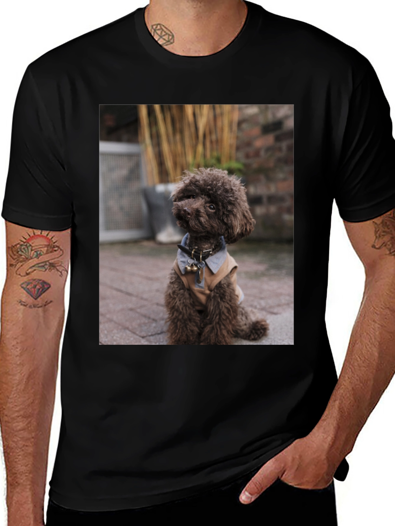 Variant 17 of Dog Photo Print Black T-Shirt