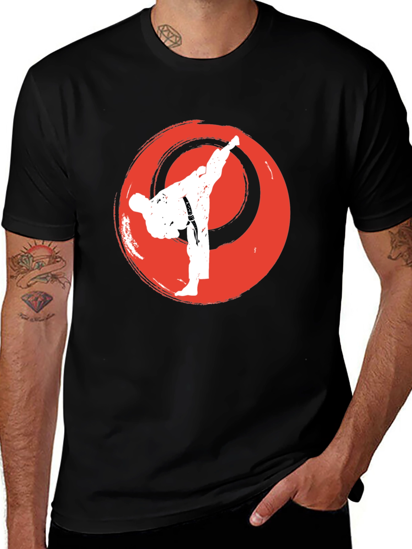 Variant 27 of Karate Kick Graphic T-Shirt - Martial Arts Style