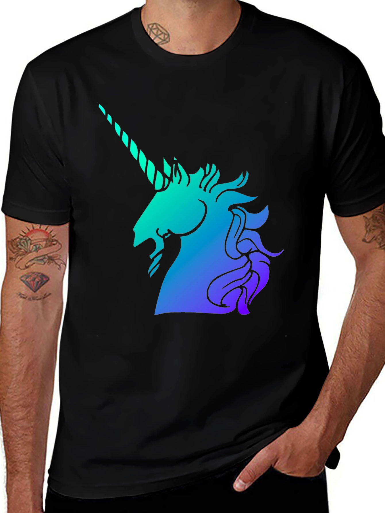Variant 18 of Unicorn Graphic Tee - Black Cotton Blend