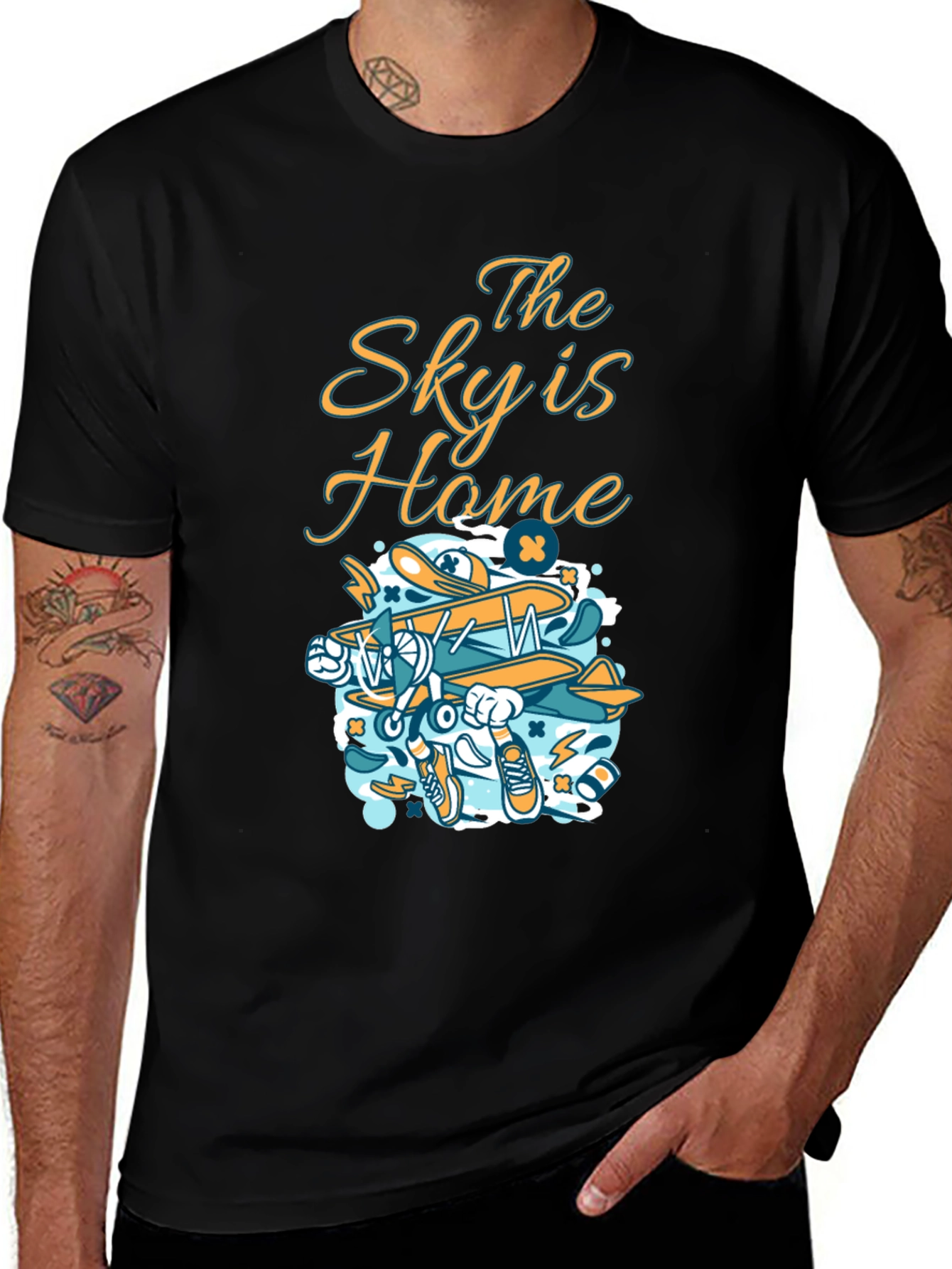 Variant 2 of The Sky Is Home Graphic Print Black T-Shirt