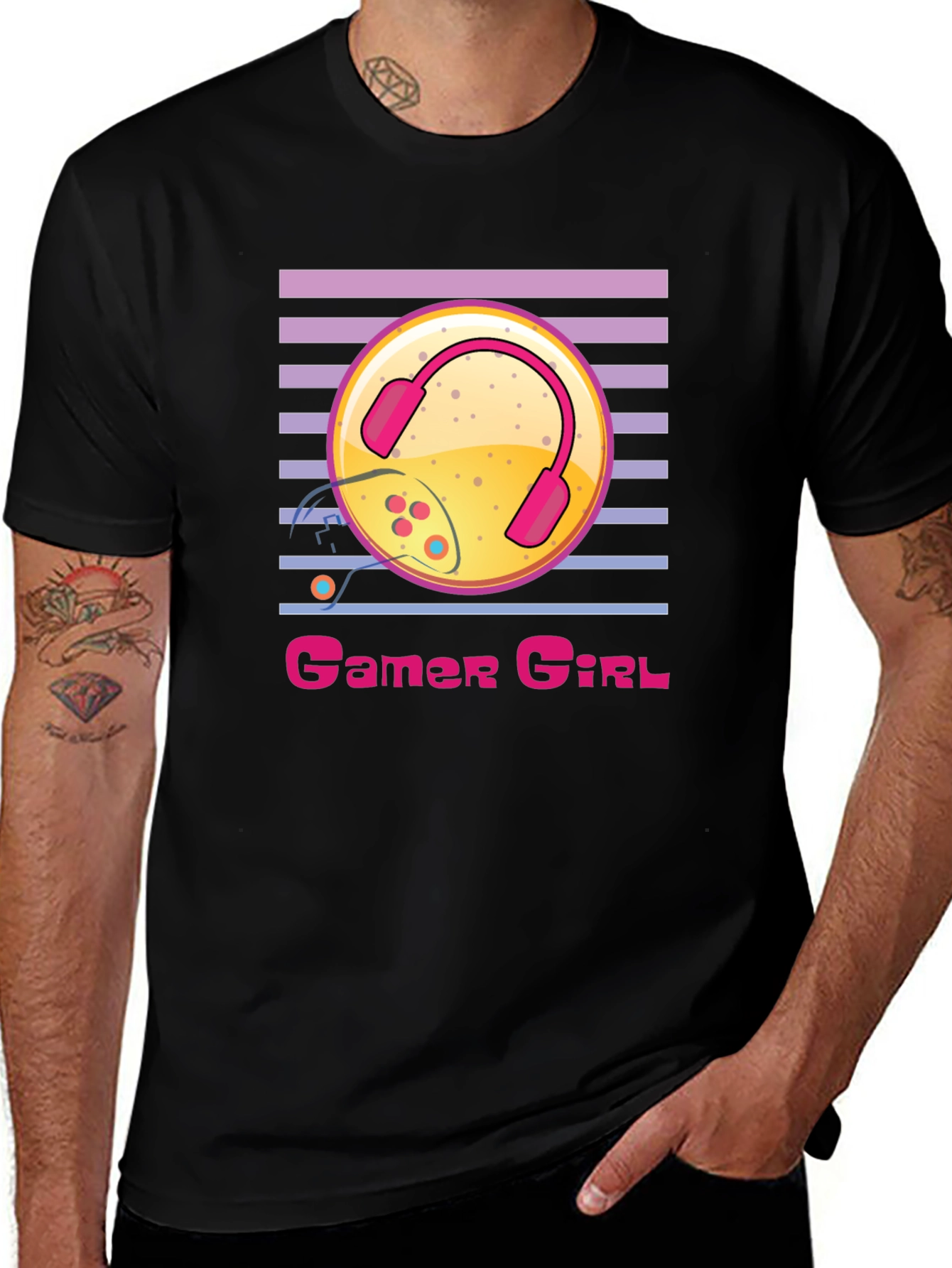 Variant 6 of Gamer Girl Black T-Shirt with Gaming Design