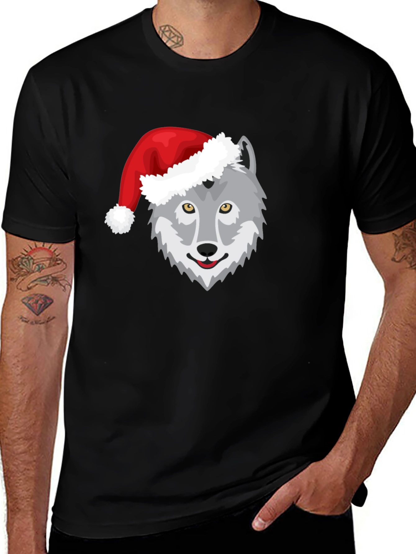 Black Wolf Christmas T-Shirt main image