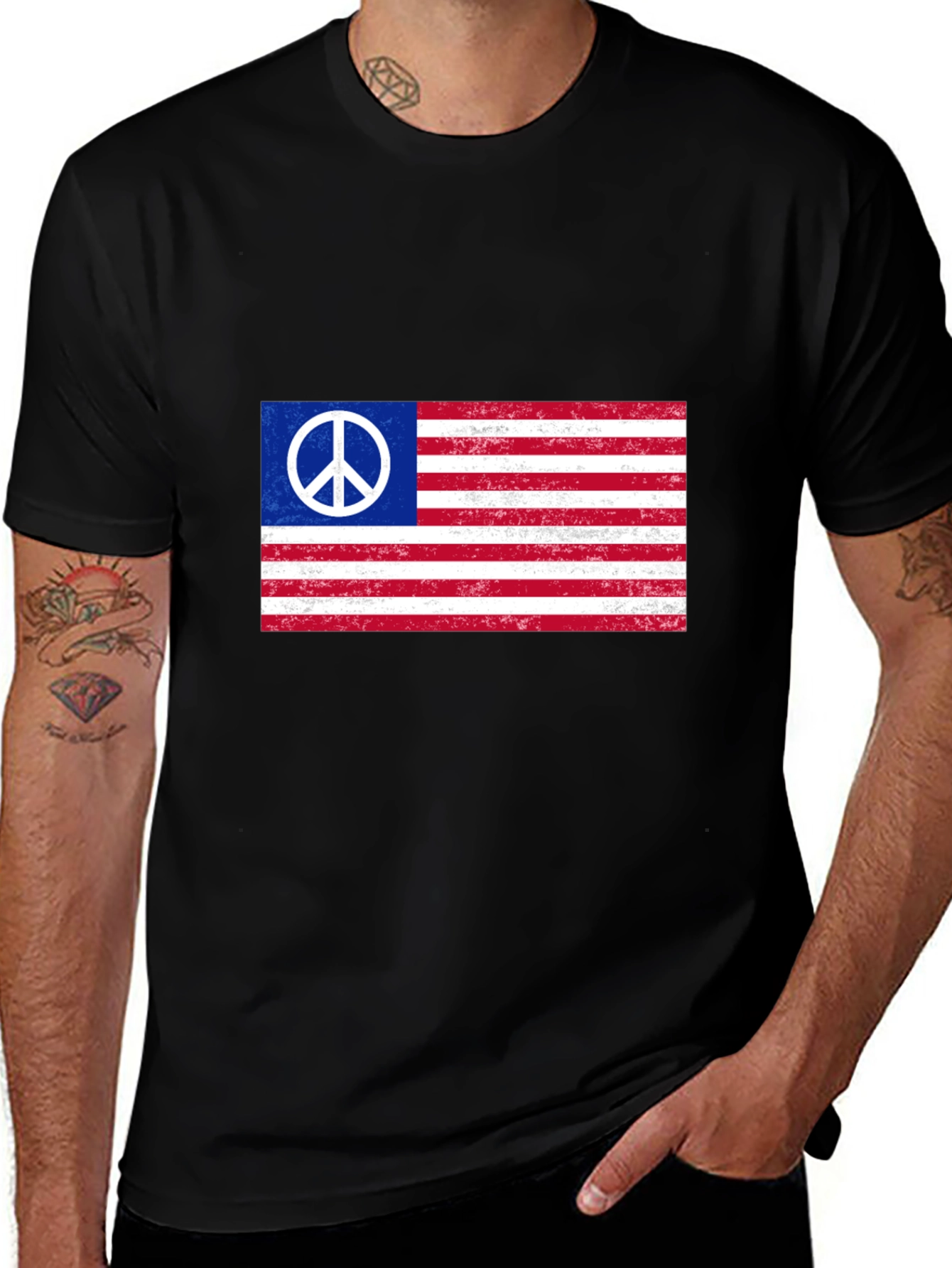 Variant 5 of Peace Flag Graphic Tee - Patriotic Peace T-Shirt