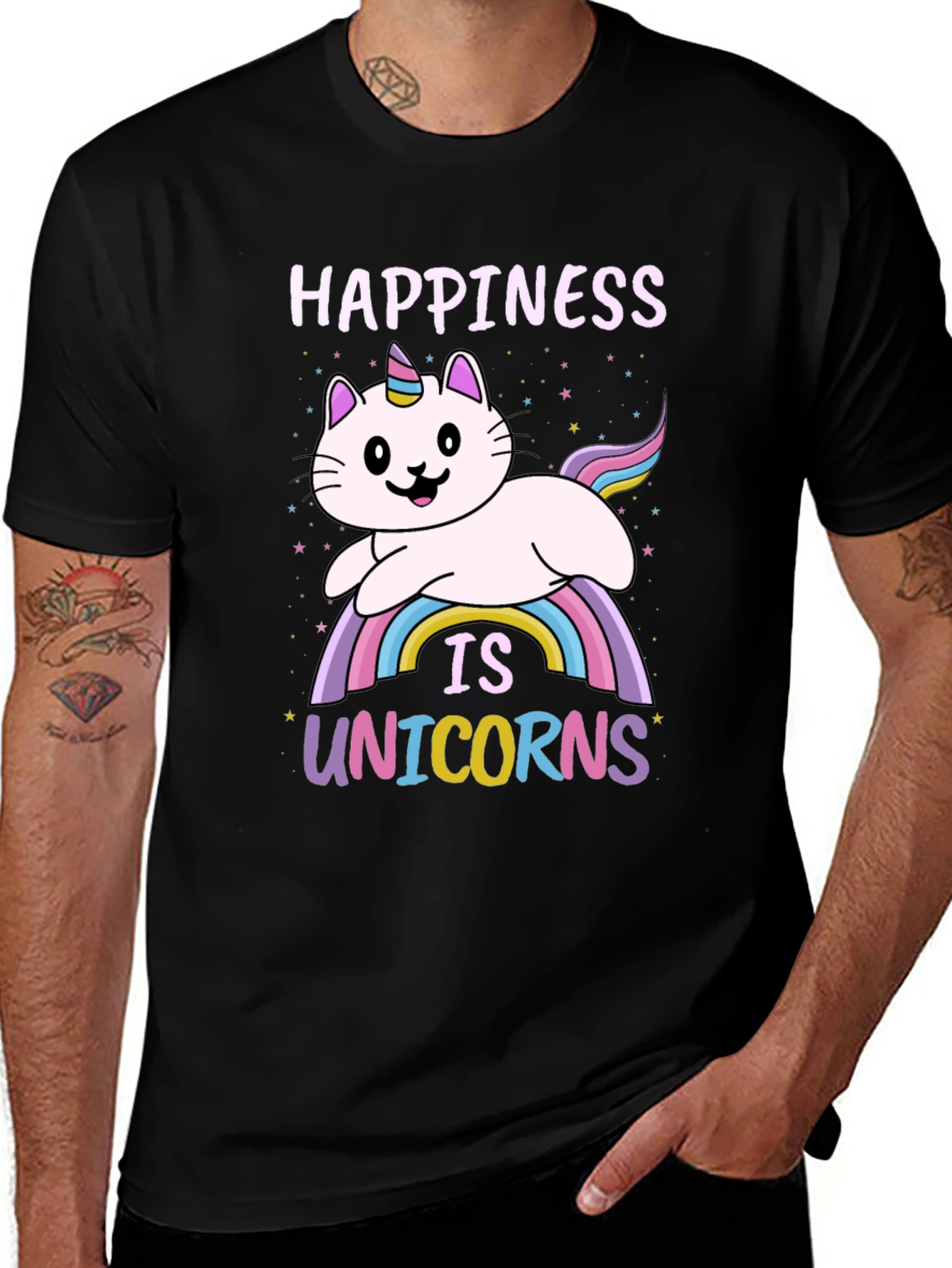 Variant 23 of Happiness is Unicorns T-Shirt: Cat Unicorn Rainbow Tee