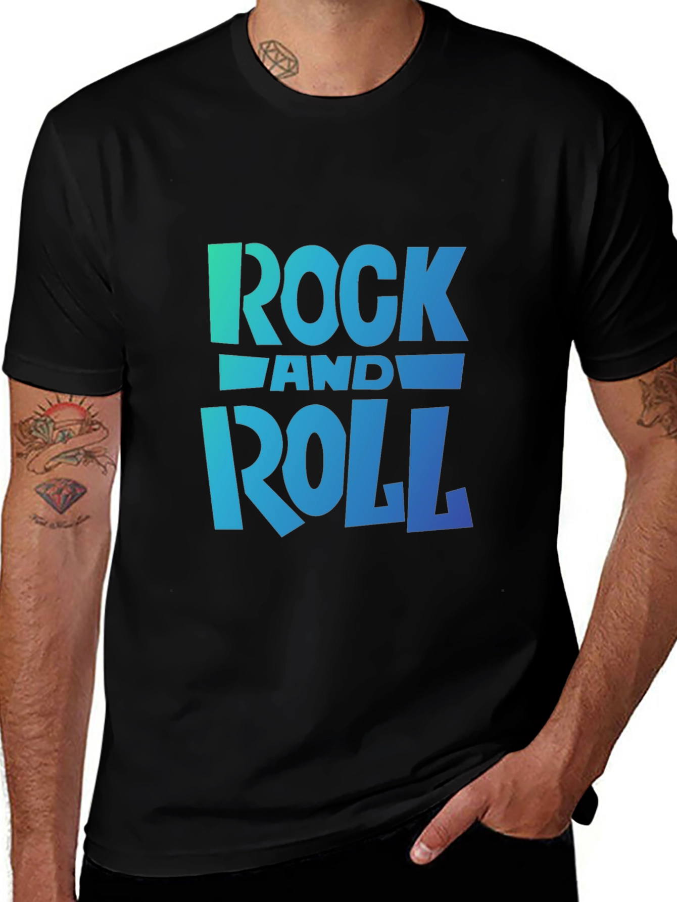 Variant 23 of Rock and Roll Graphic Black T-Shirt