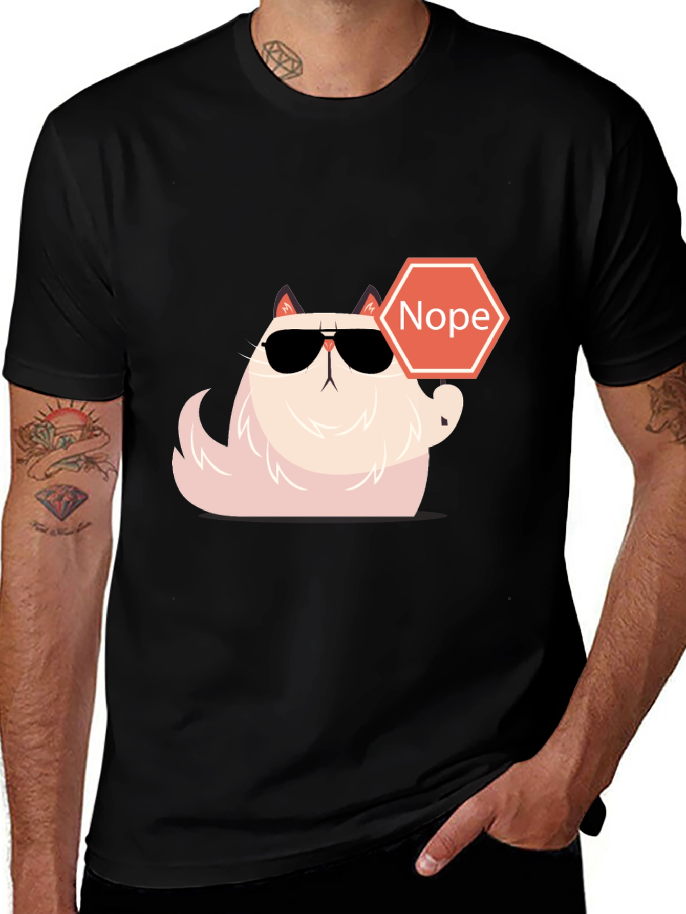Variant 20 of Cool Cat Nope T-Shirt - Funny Graphic Tee