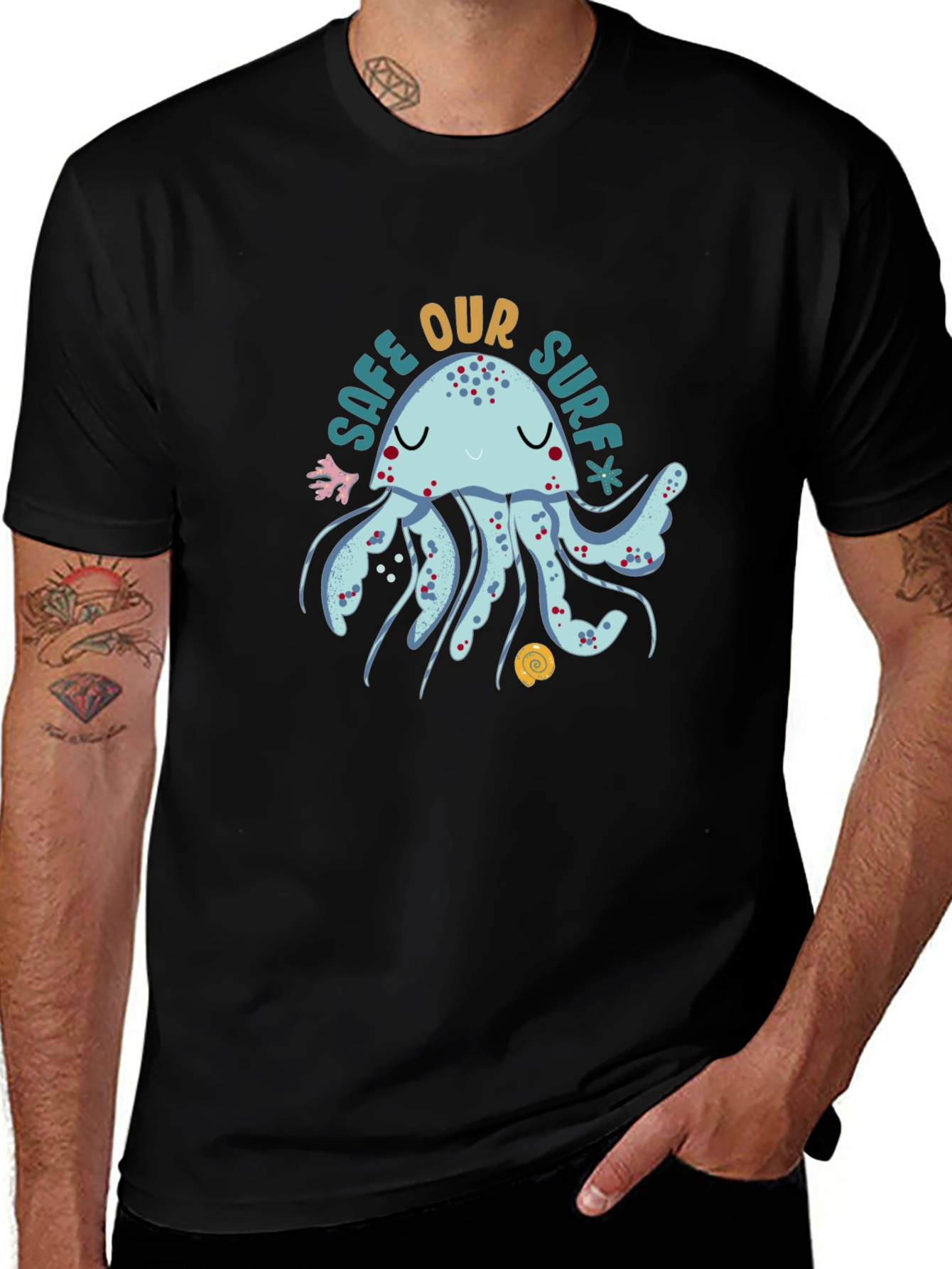 Variant 16 of Save Our Surf Jellyfish Graphic Tee - Soft Cotton Comfort