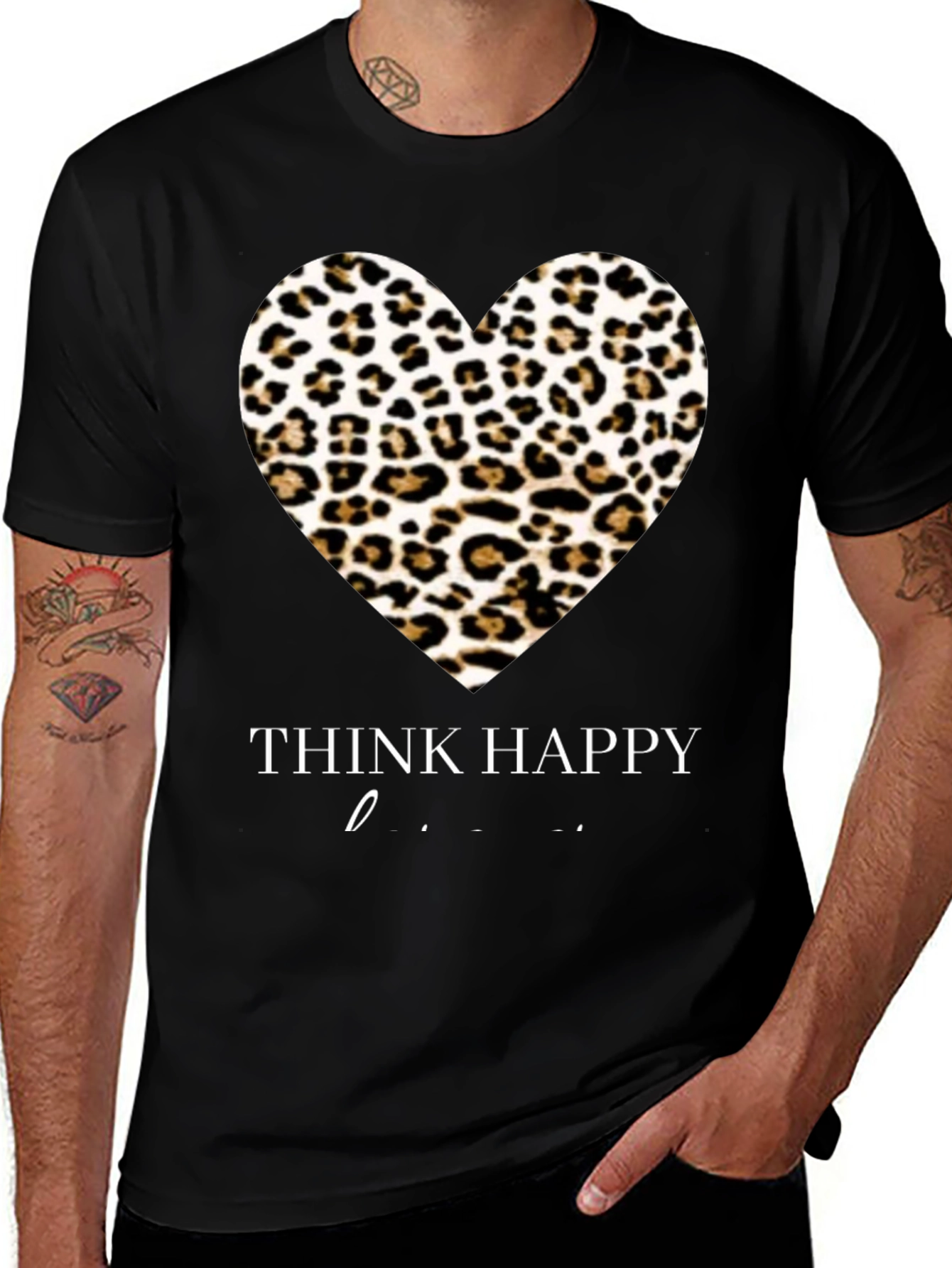 Variant 5 of Leopard Print Heart Tee - Think Happy T-Shirt
