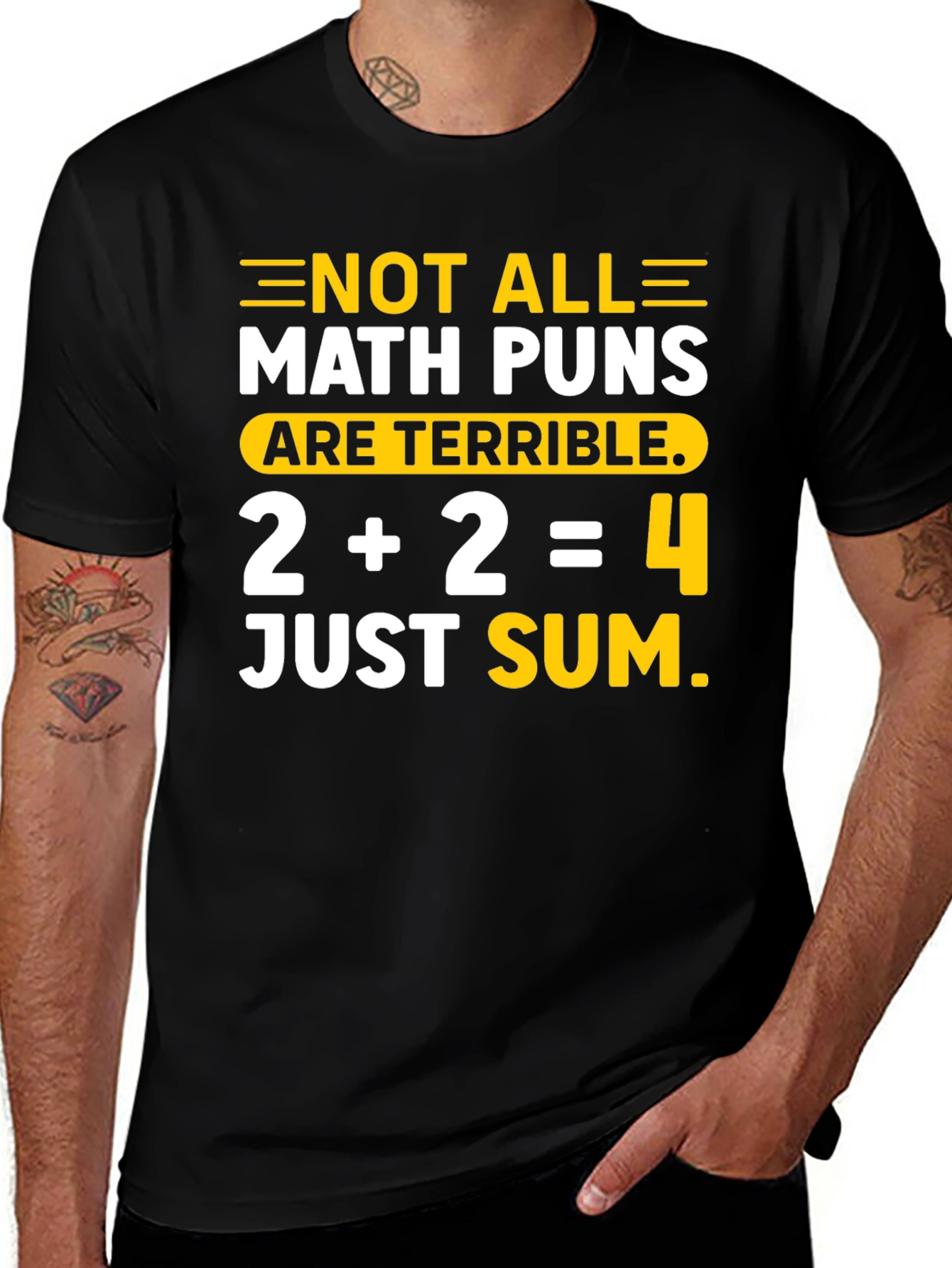 Variant 23 of Funny Math Puns Graphic T-Shirt - 2+2=4