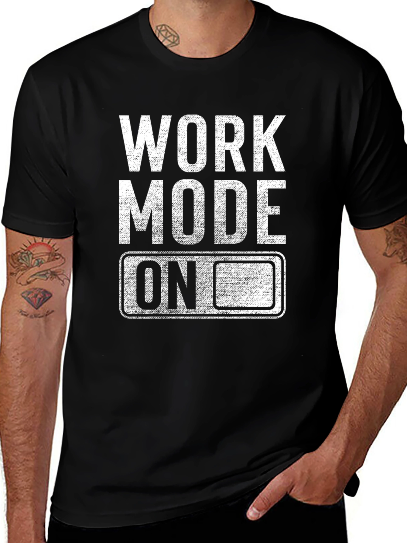 Variant 11 of Work Mode On Graphic Tee - Black Cotton