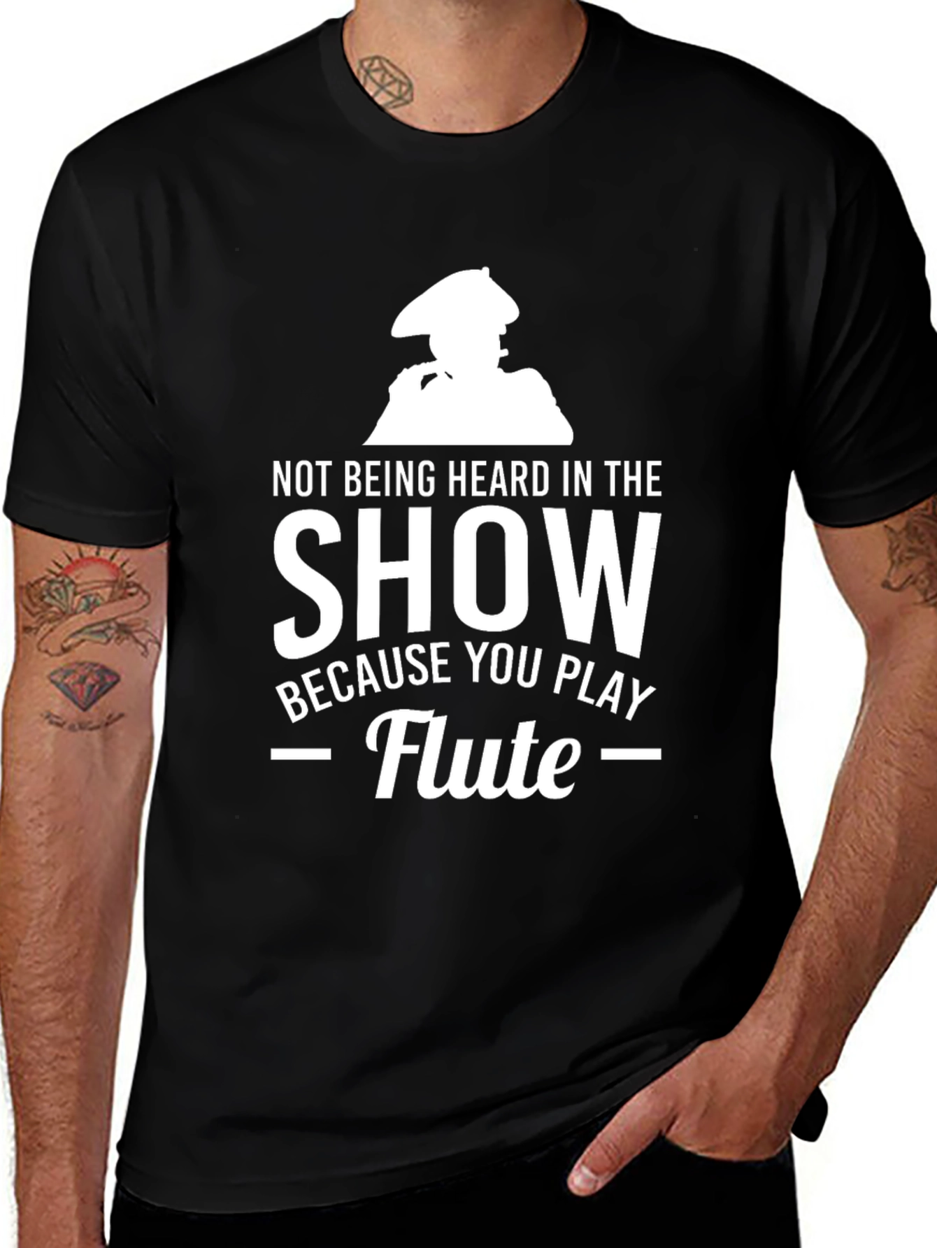 Variant 21 of Funny Flute Player Black T-Shirt