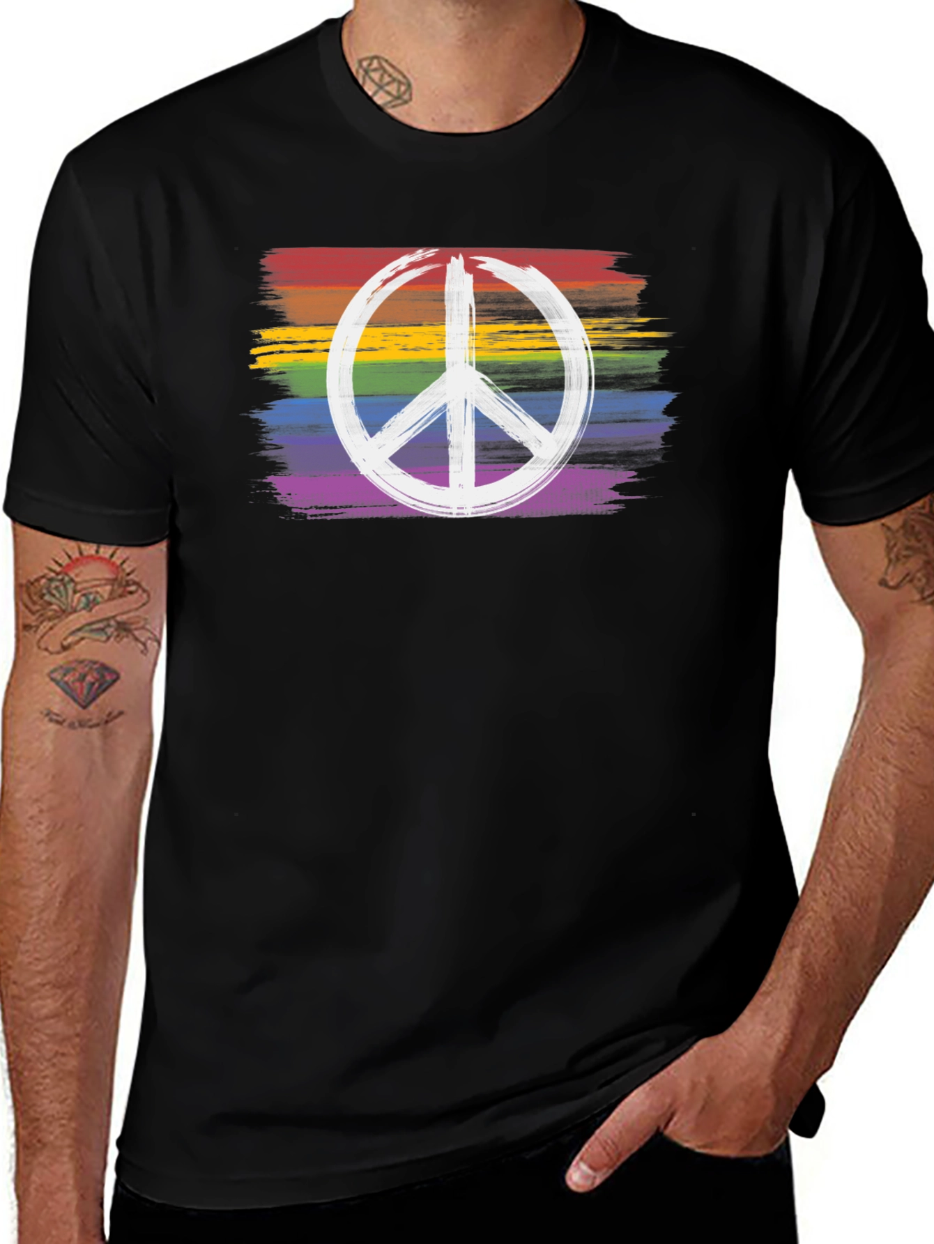 Rainbow Peace Sign Graphic Tee