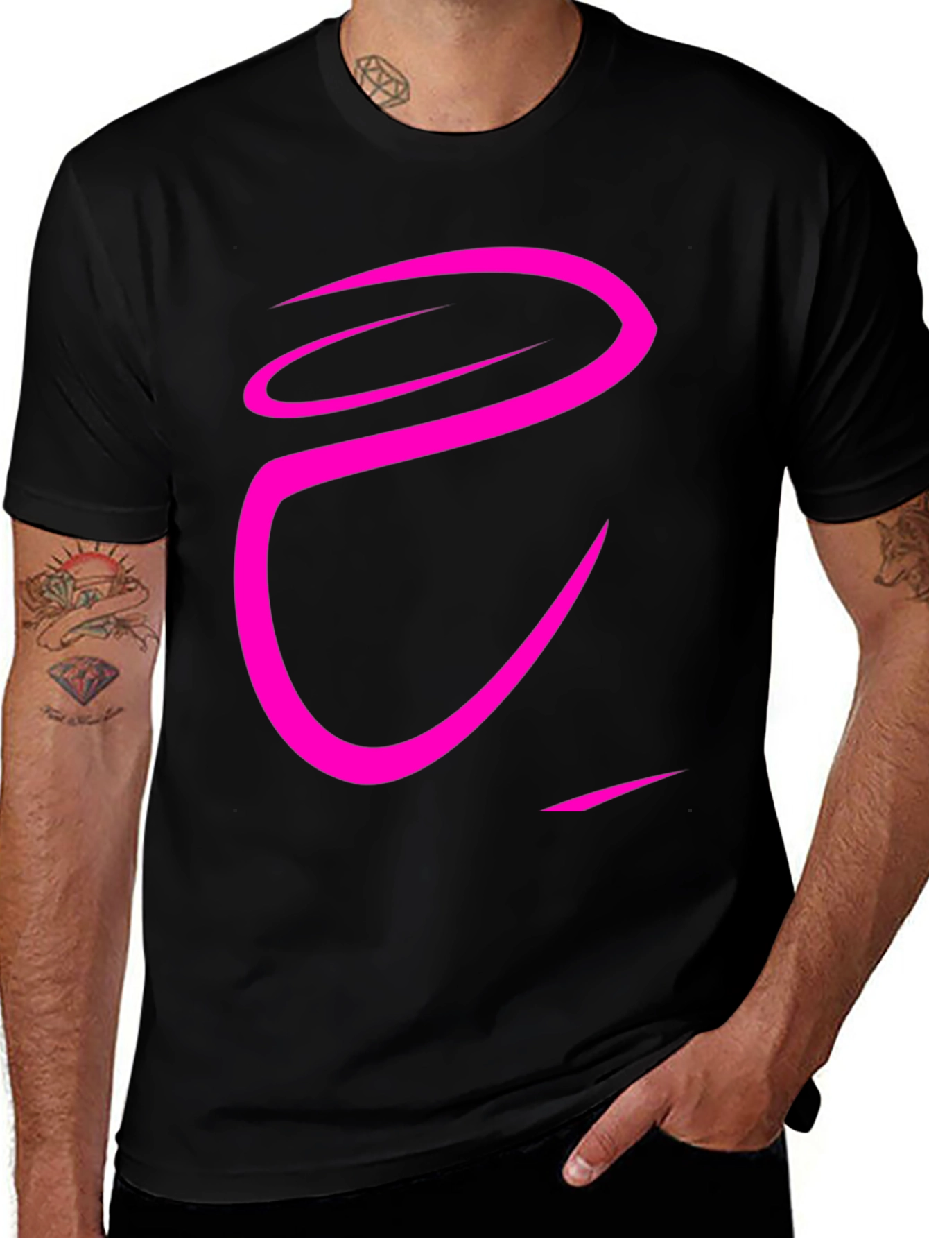 Variant 25 of Black Tee with Abstract Pink Design
