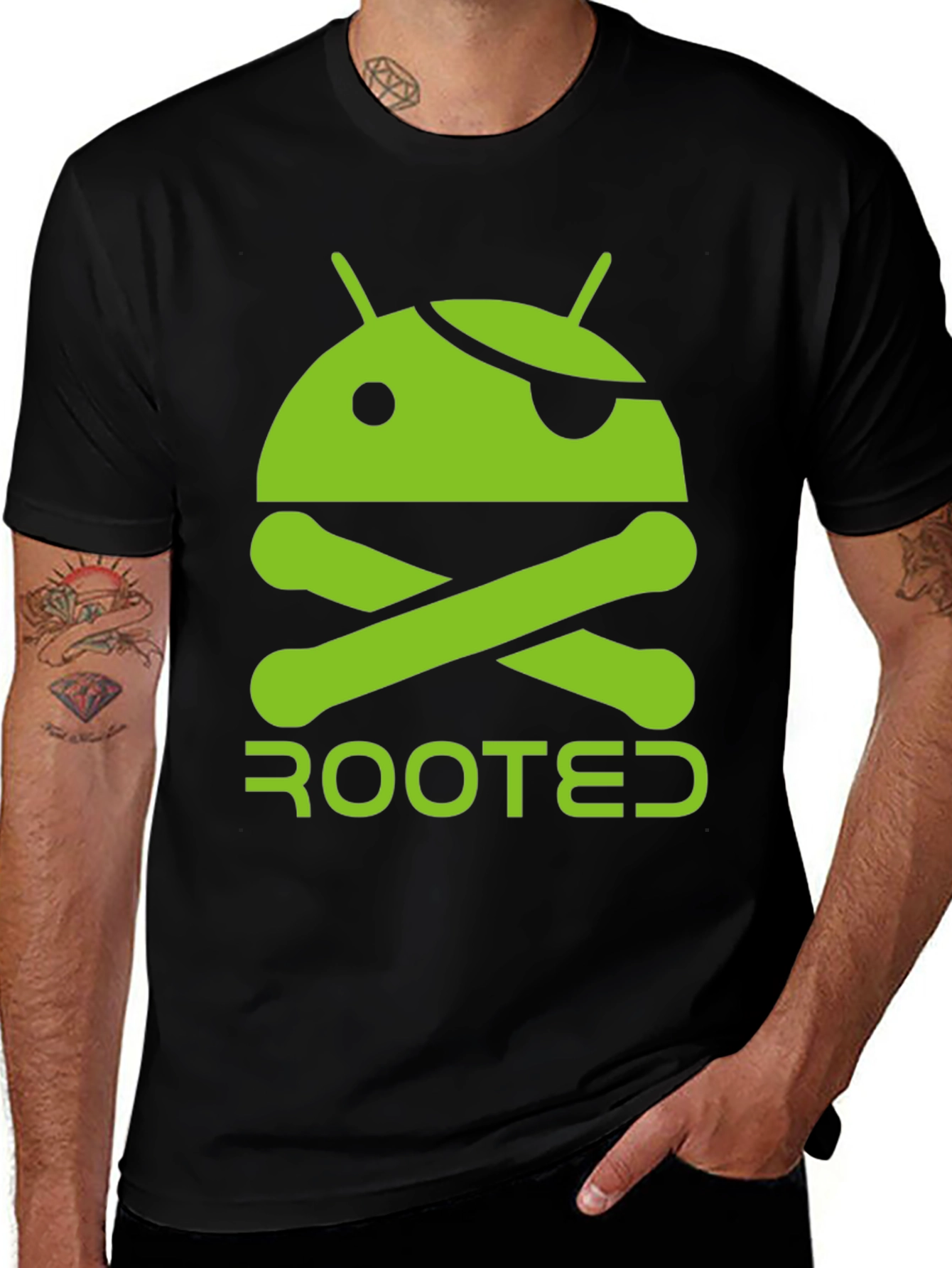 Rooted Android Pirate T-Shirt - Black