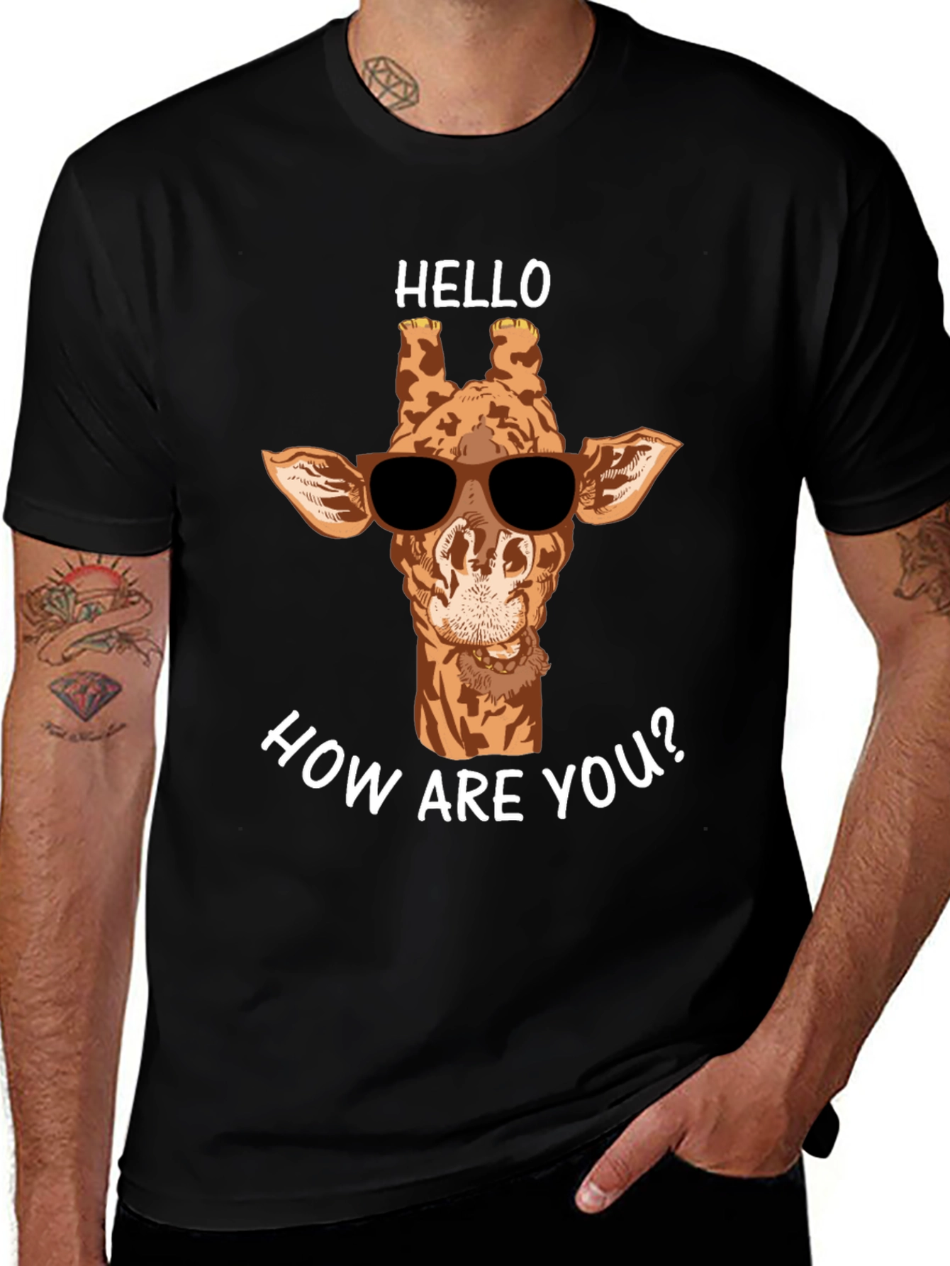 Variant 7 of Cool Giraffe T-Shirt - Hello How Are You?