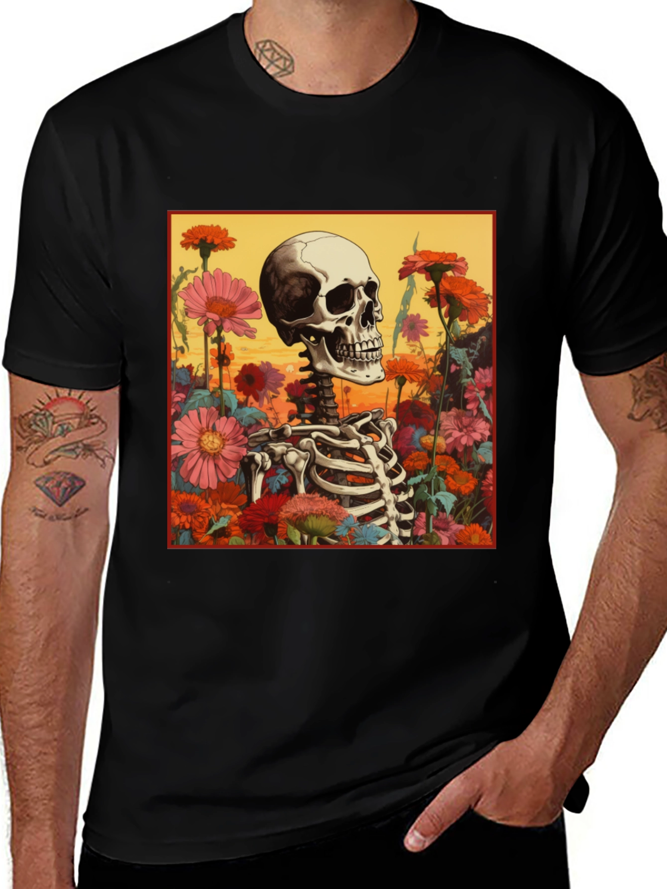 Variant 12 of Floral Skeleton Graphic Tee