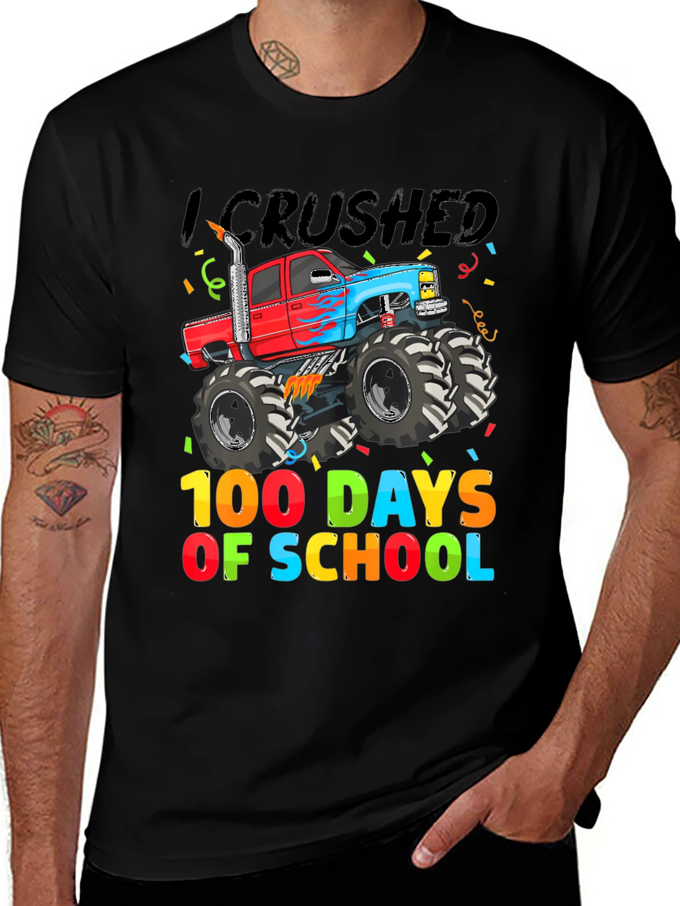 Variant 21 of Crushed 100 Days of School Monster Truck T-Shirt
