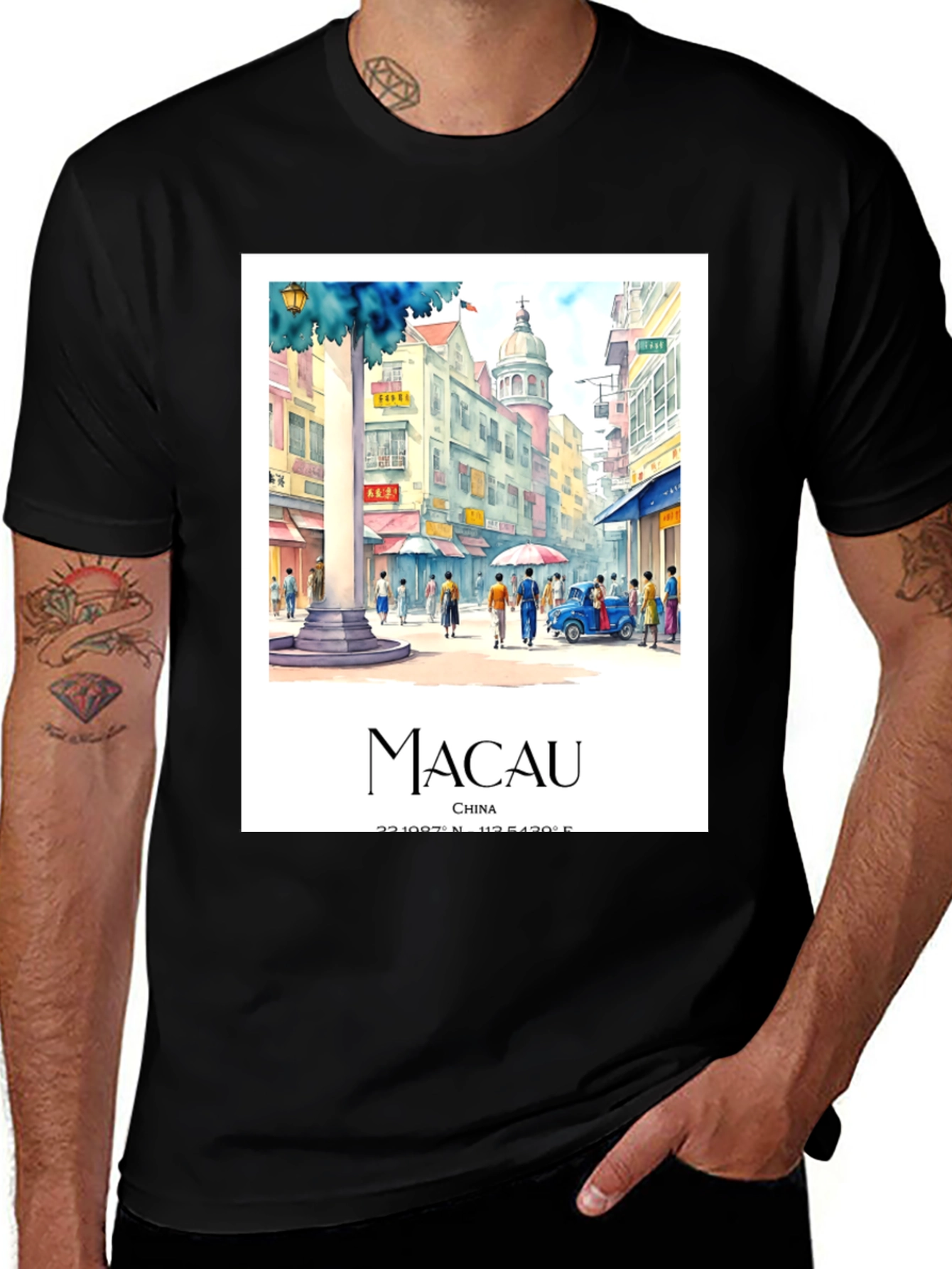 Variant 25 of Macau China Watercolor Graphic T-Shirt
