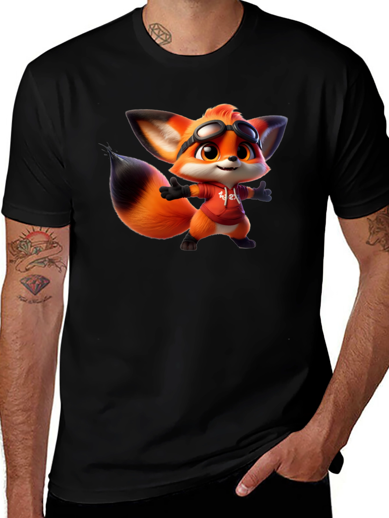 Variant 24 of Cartoon Fox Graphic Tee - Soft Cotton Blend