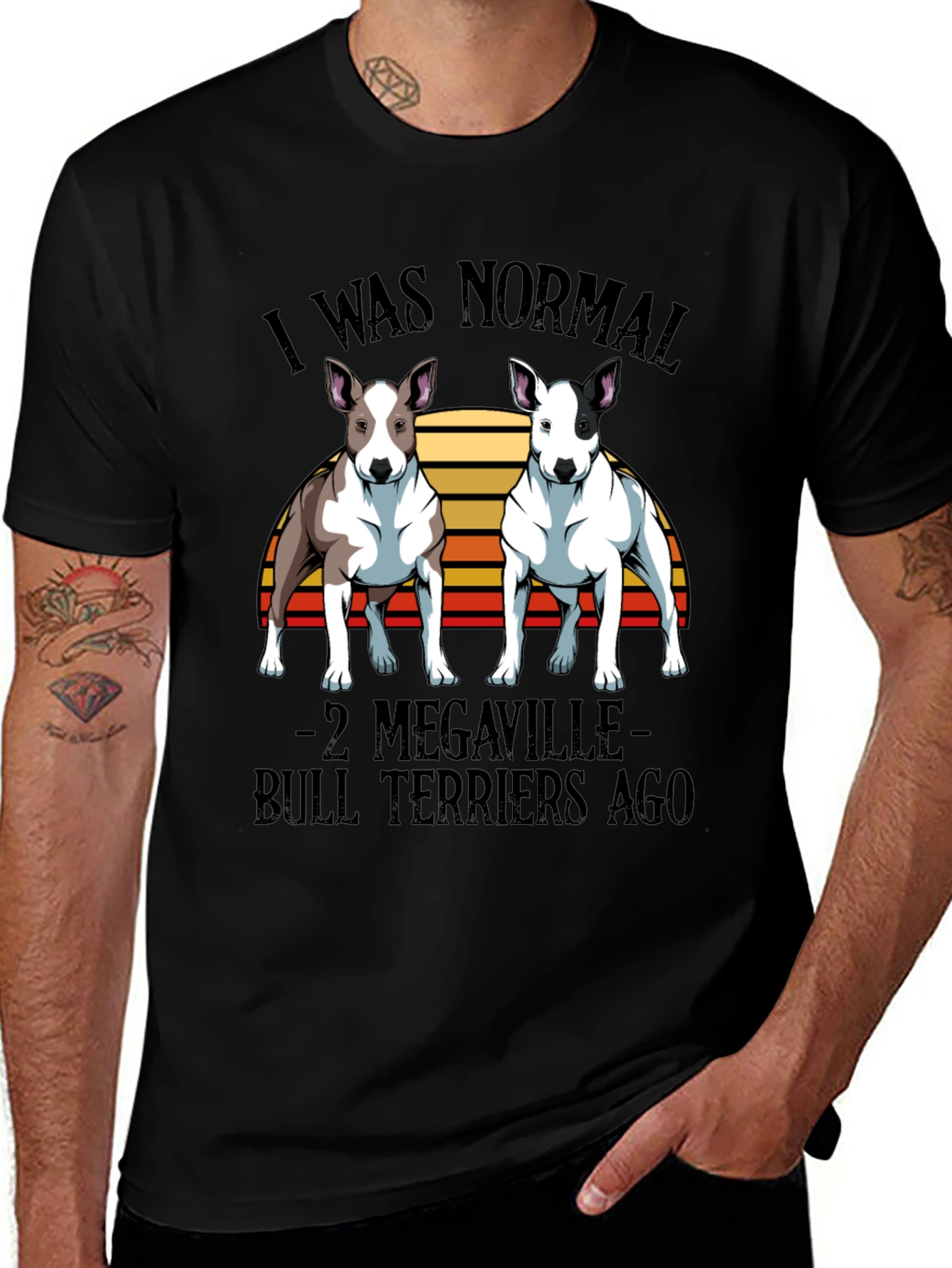 Variant 15 of Funny Bull Terrier Graphic Tee - Normal Two Dogs Ago