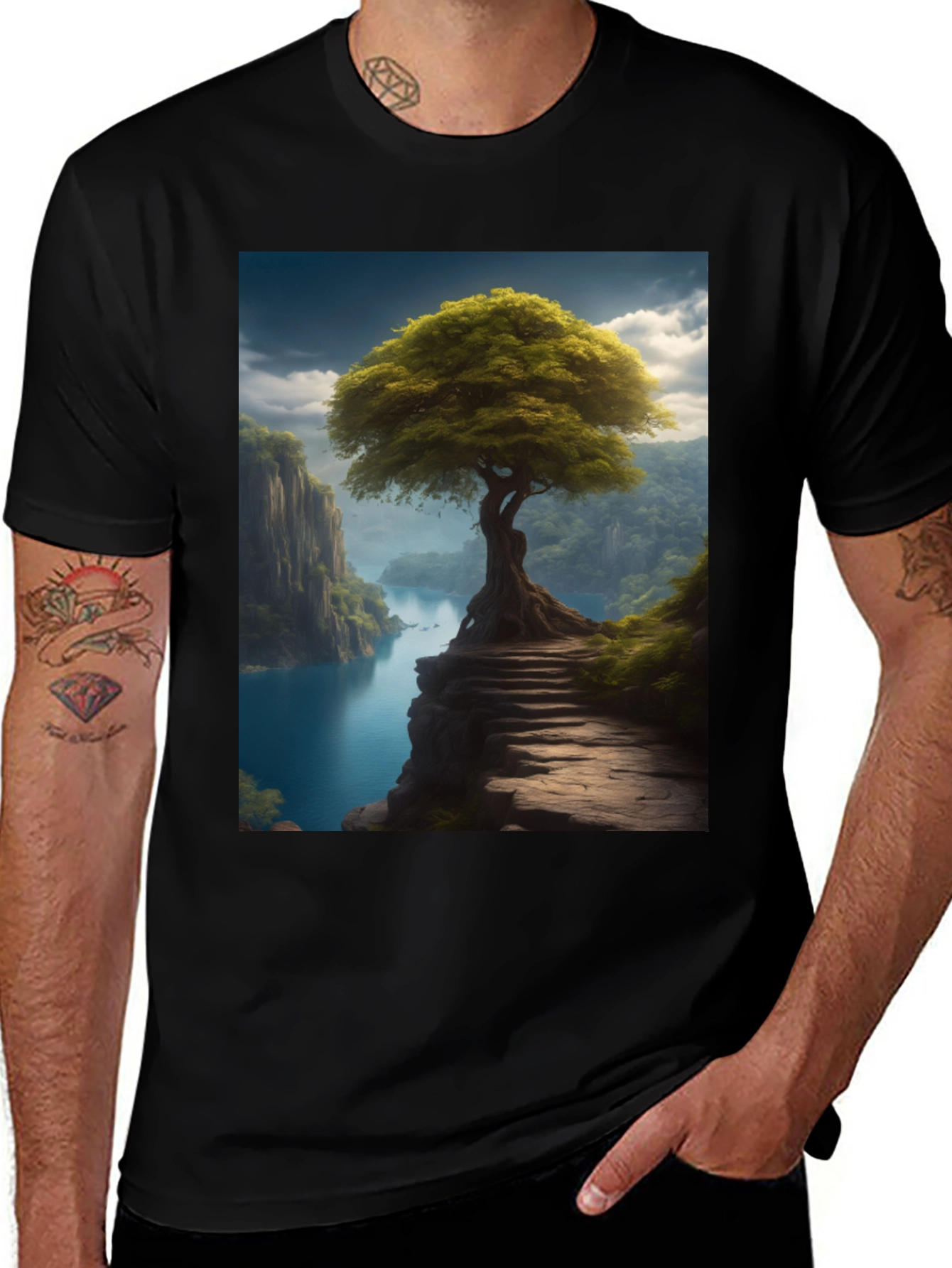 Variant 19 of Nature Tree Graphic Tee - Men's Black T-Shirt