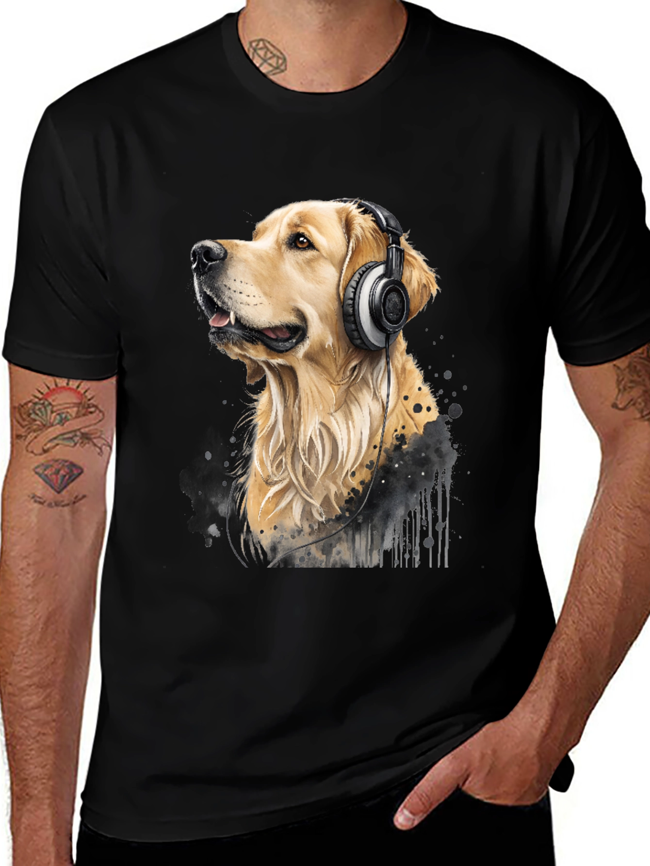 Variant 16 of Dog with Headphones Graphic T-Shirt