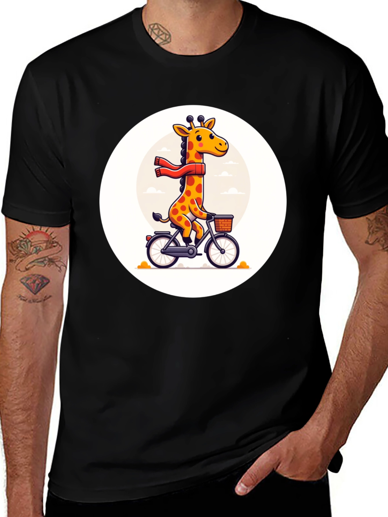 Variant 21 of Giraffe on Bike Graphic Tee - Whimsical Cotton T-Shirt