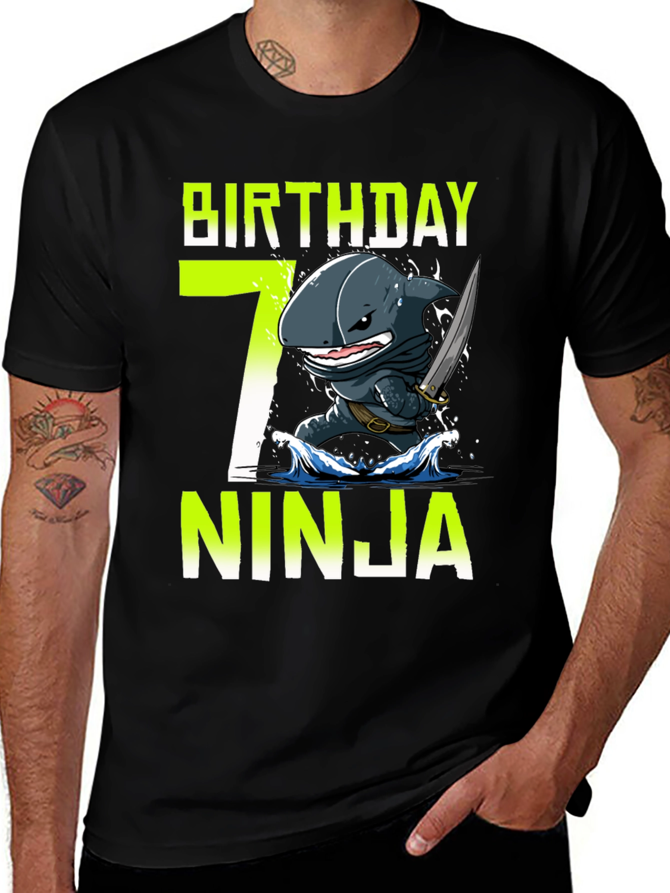 Variant 9 of Birthday Ninja Shark 7 T-Shirt