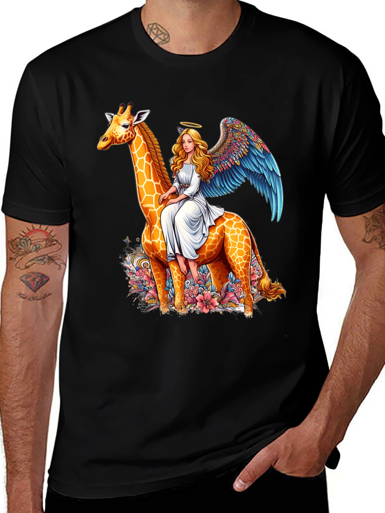Variant 13 of Angel Riding Giraffe Graphic T-Shirt - Unique Design