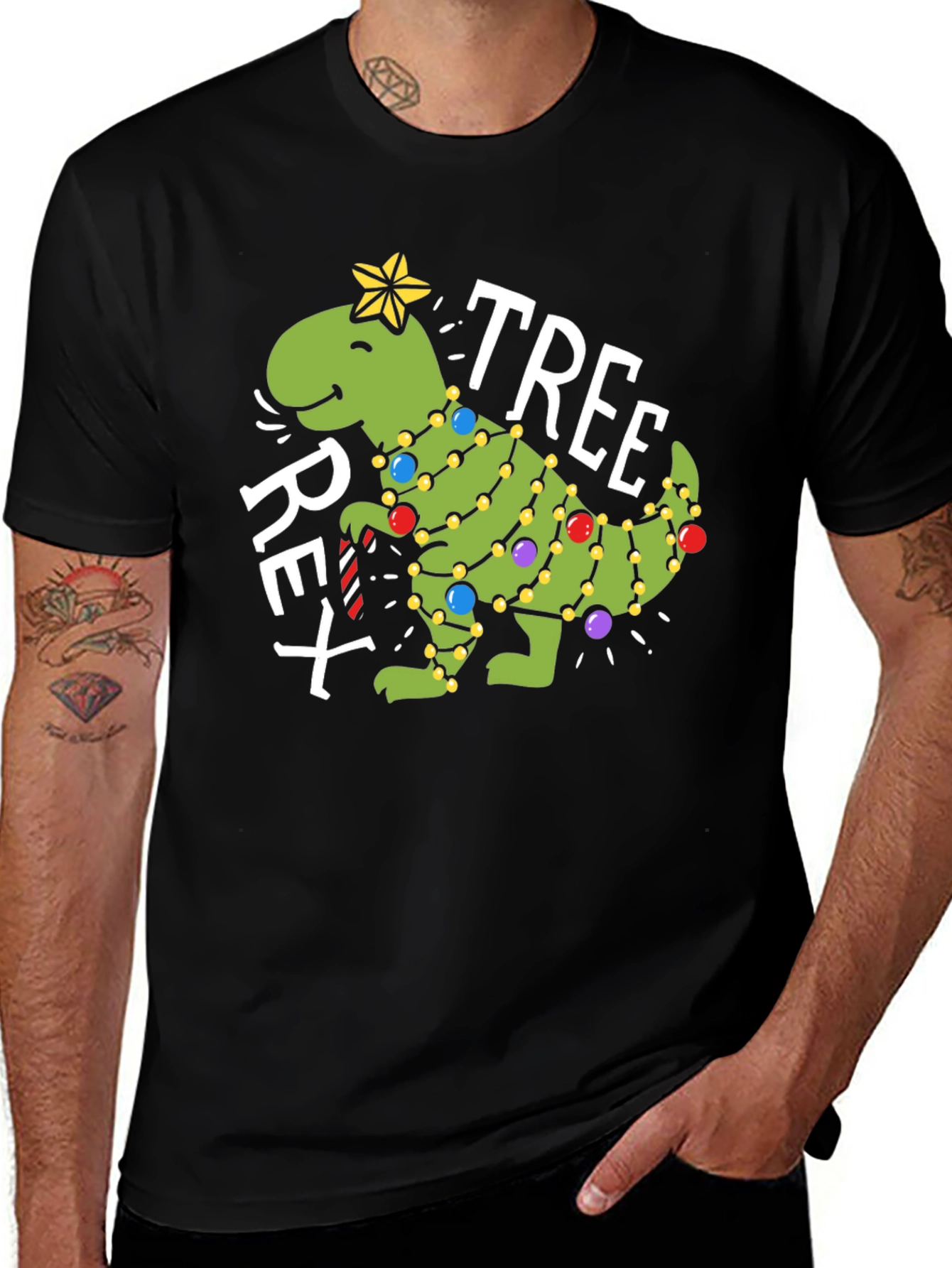 T-Rex Christmas Tree Graphic Tee