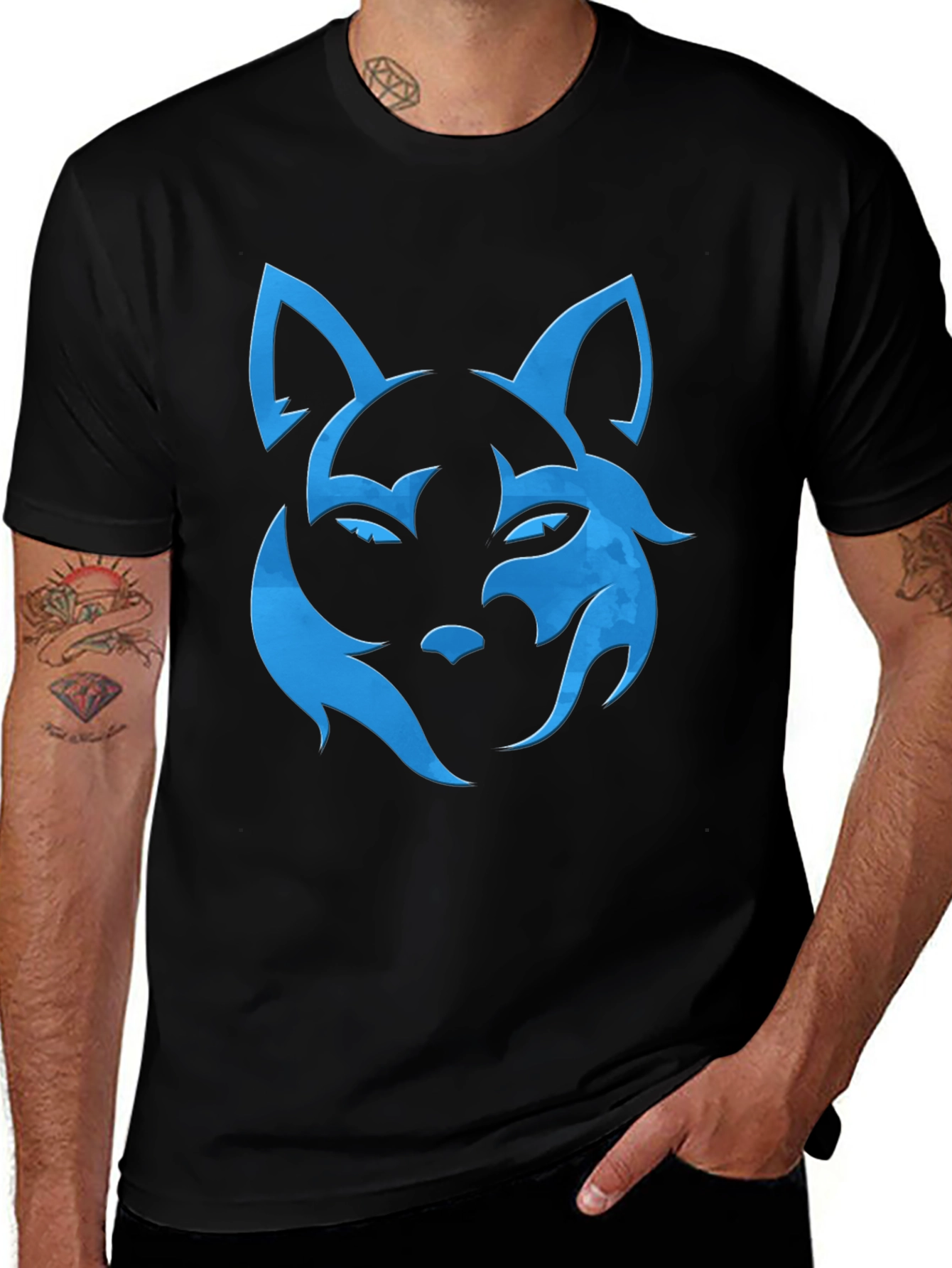 Variant 5 of Cool Wolf Graphic T-Shirt - Mens Black Tee