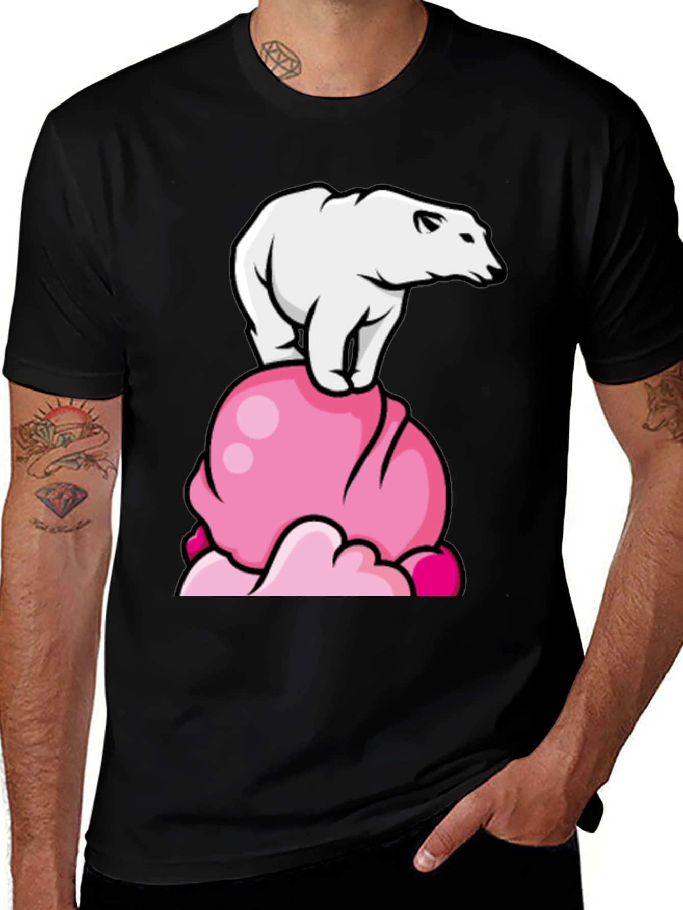 Variant 24 of Polar Bear Ice Cream Black T-Shirt