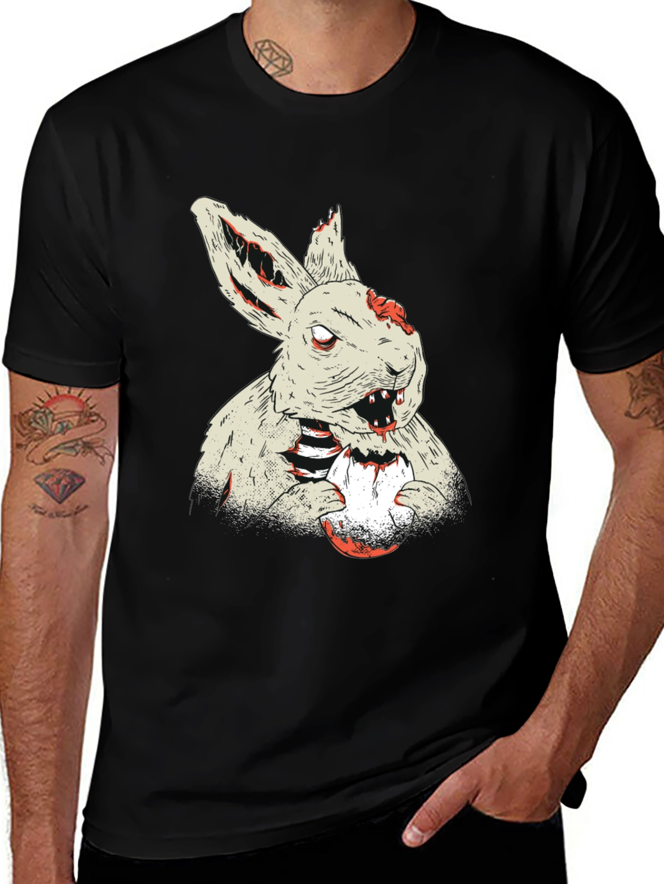Zombie Bunny Graphic Tee - Spooky Easter Apparel