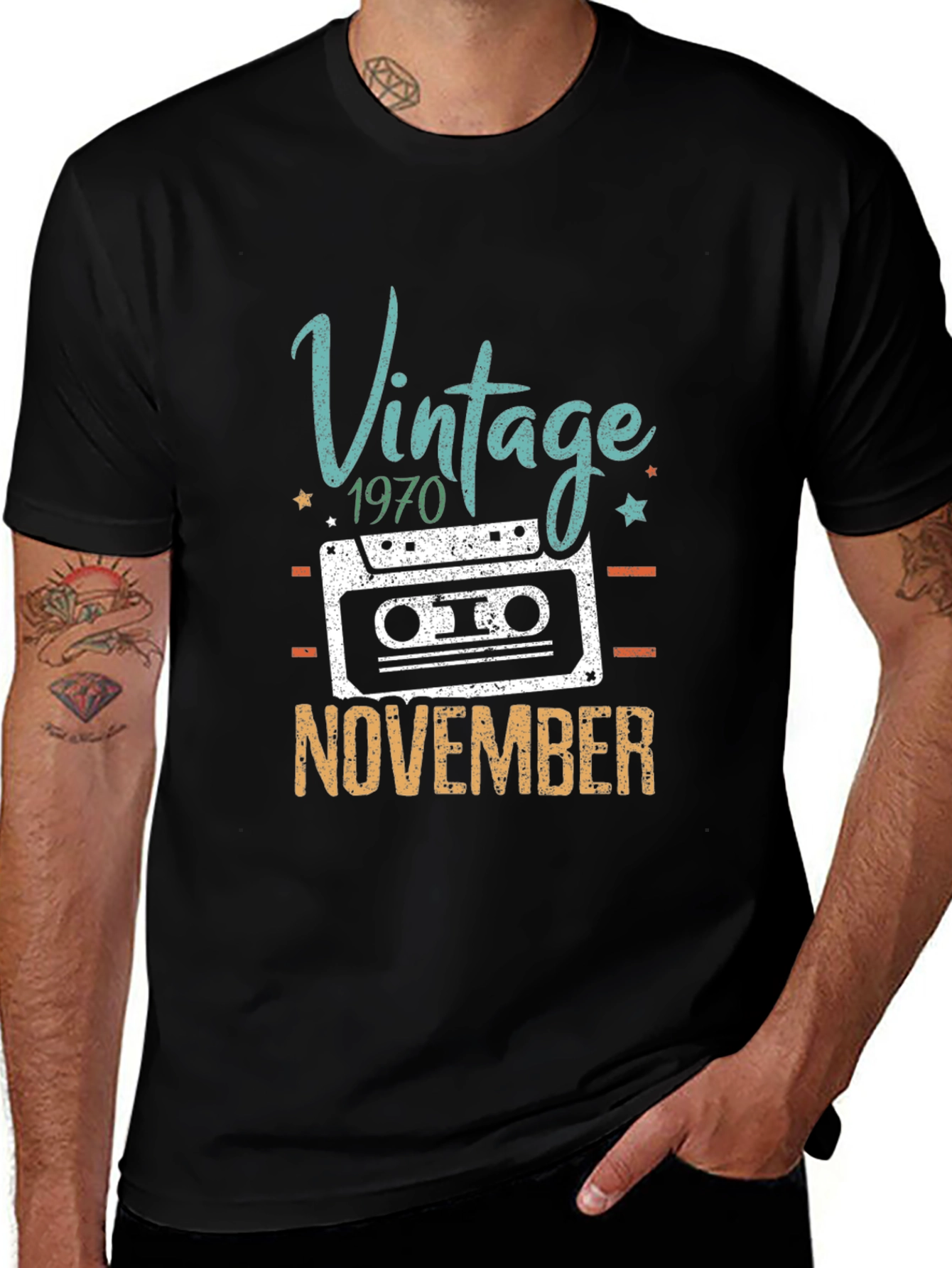 Variant 13 of Vintage 1970 November Cassette Tape Birthday T-Shirt
