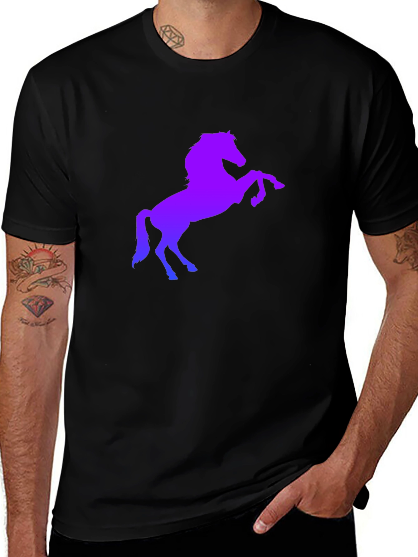 Variant 20 of Gradient Horse Graphic Tee - Black Casual T-Shirt