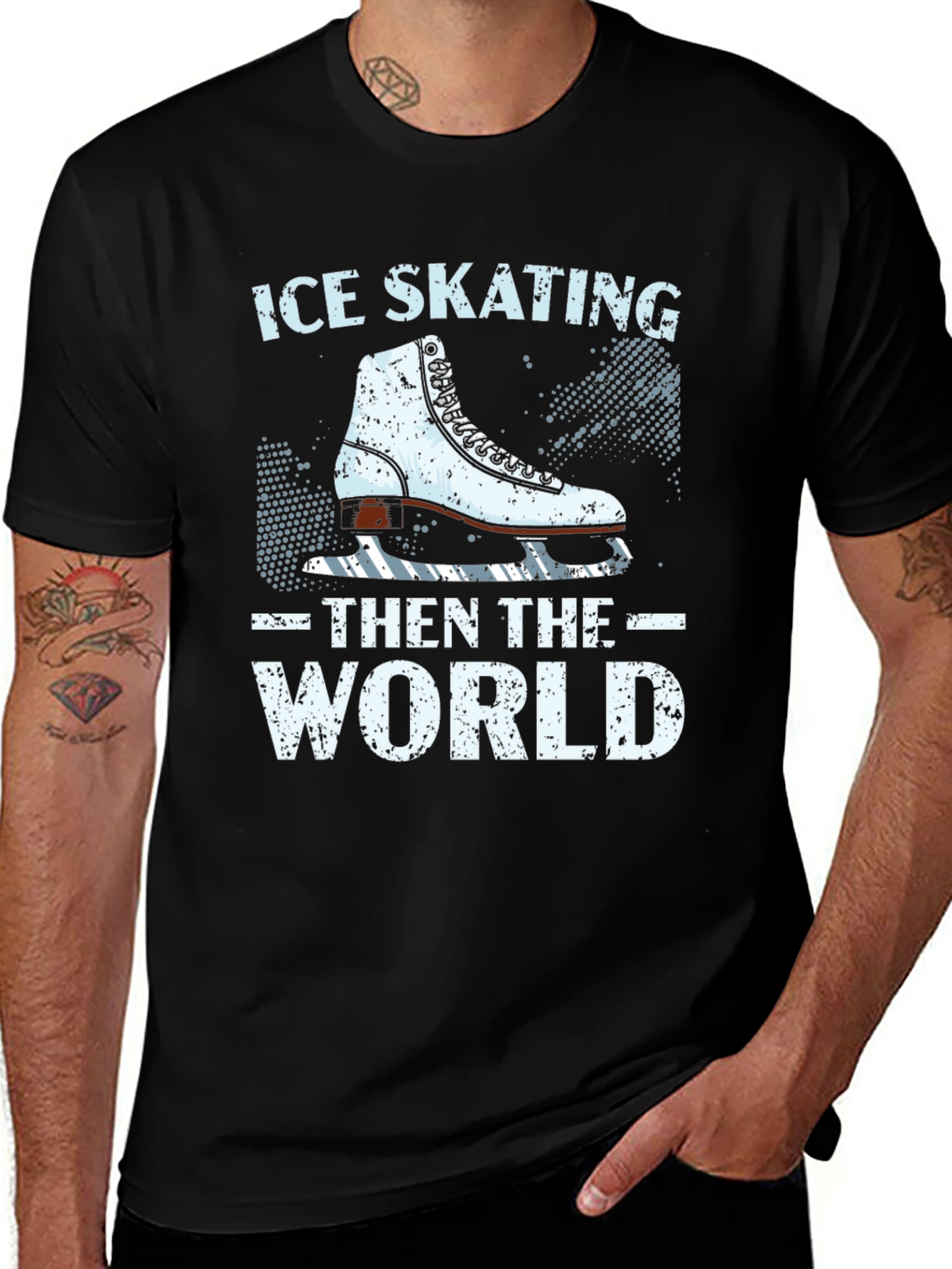 Variant 5 of Ice Skating Then The World Graphic Tee