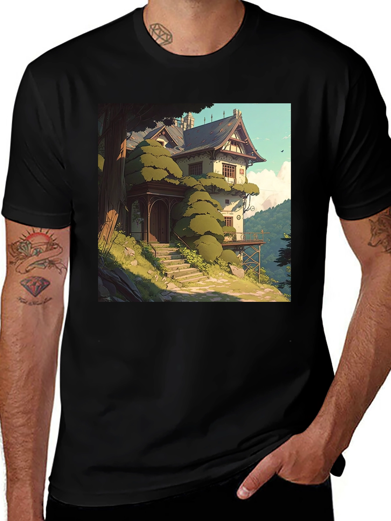 House Portrait Black T-Shirt