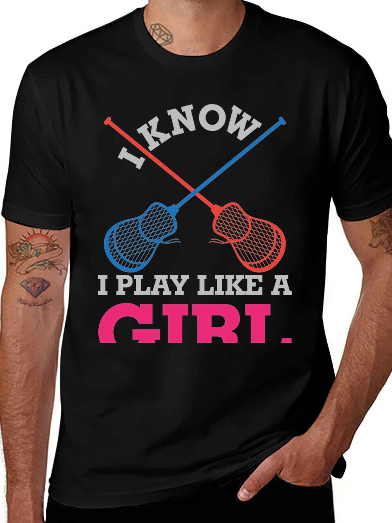 Black I Know I Play Like a Girl Lacrosse T-Shirt main image