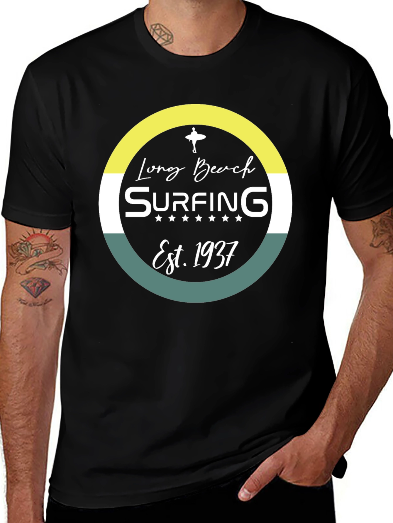 Variant 24 of Long Beach Surfing Est. 1937 Black Graphic Tee