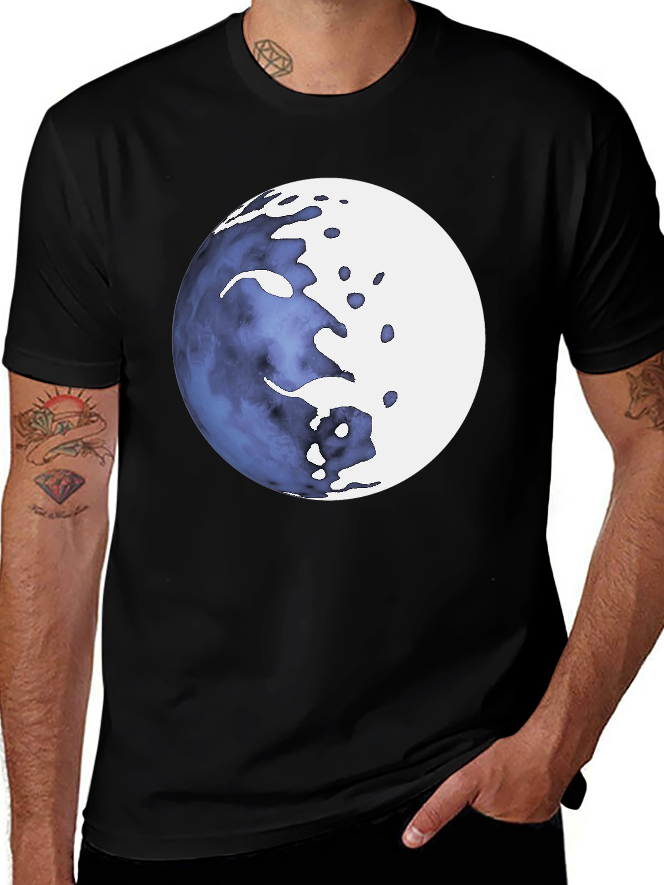 Variant 16 of Abstract Celestial Sphere Graphic Tee - Men's Black T-Shirt