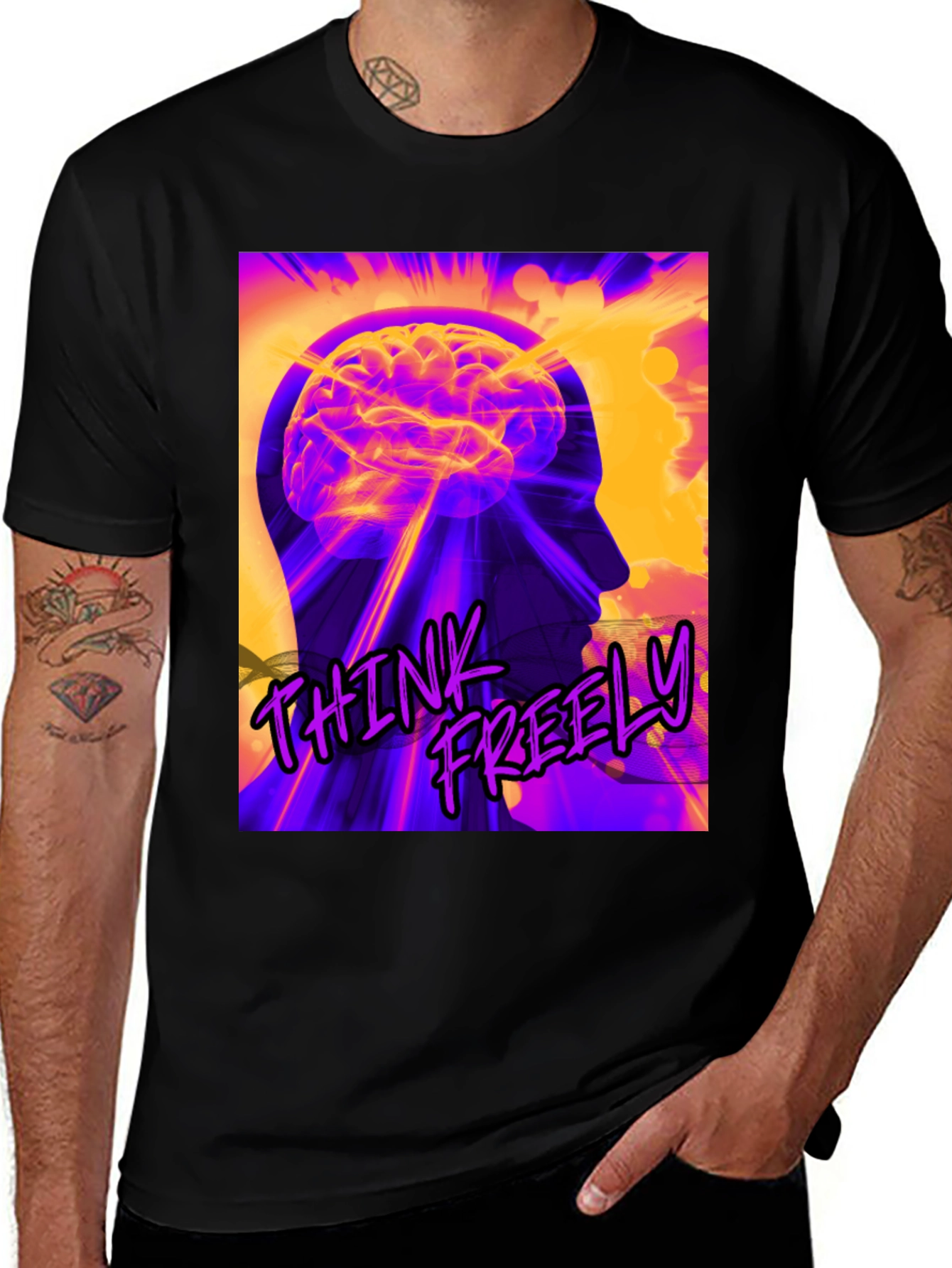 Variant 30 of Think Freely Graphic T-Shirt - Brain Power Tee
