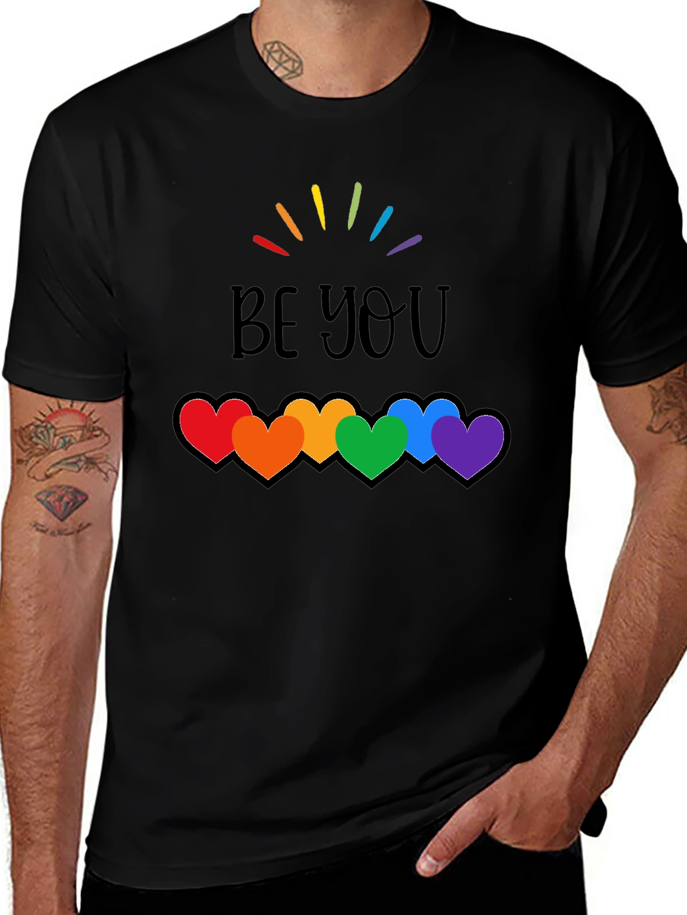 Variant 8 of Be You Rainbow Hearts Pride T-Shirt