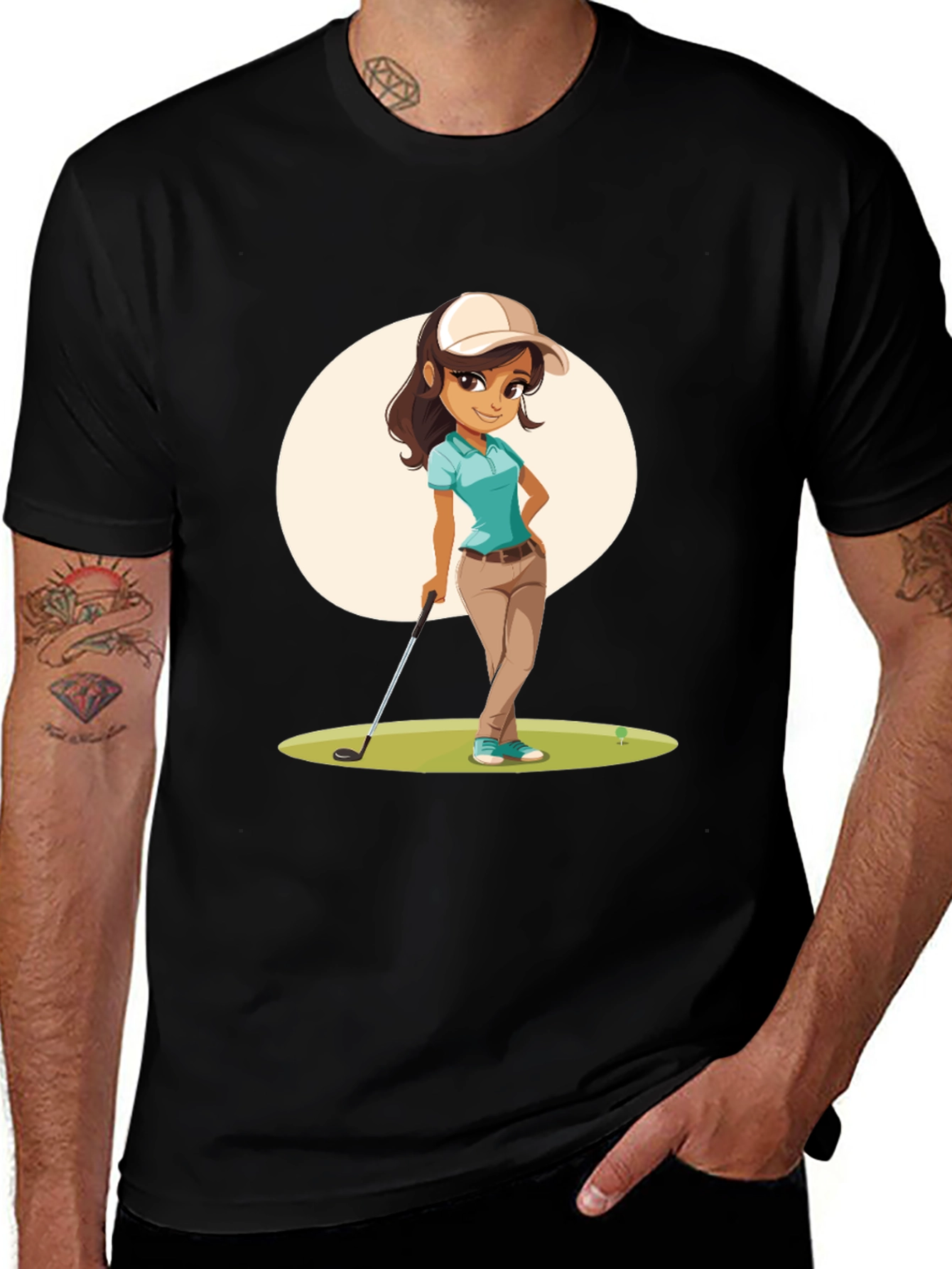 Variant 16 of Golf Girl Cartoon Tee - Fun & Stylish Golfer Shirt