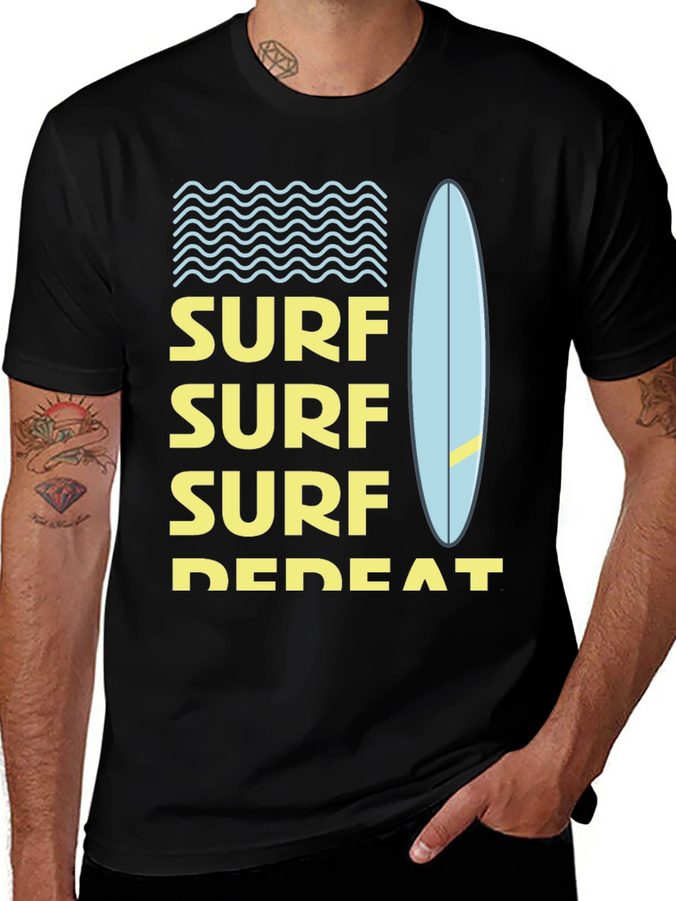 Variant 29 of Surf Repeat Graphic Tee - Beach Lifestyle T-Shirt