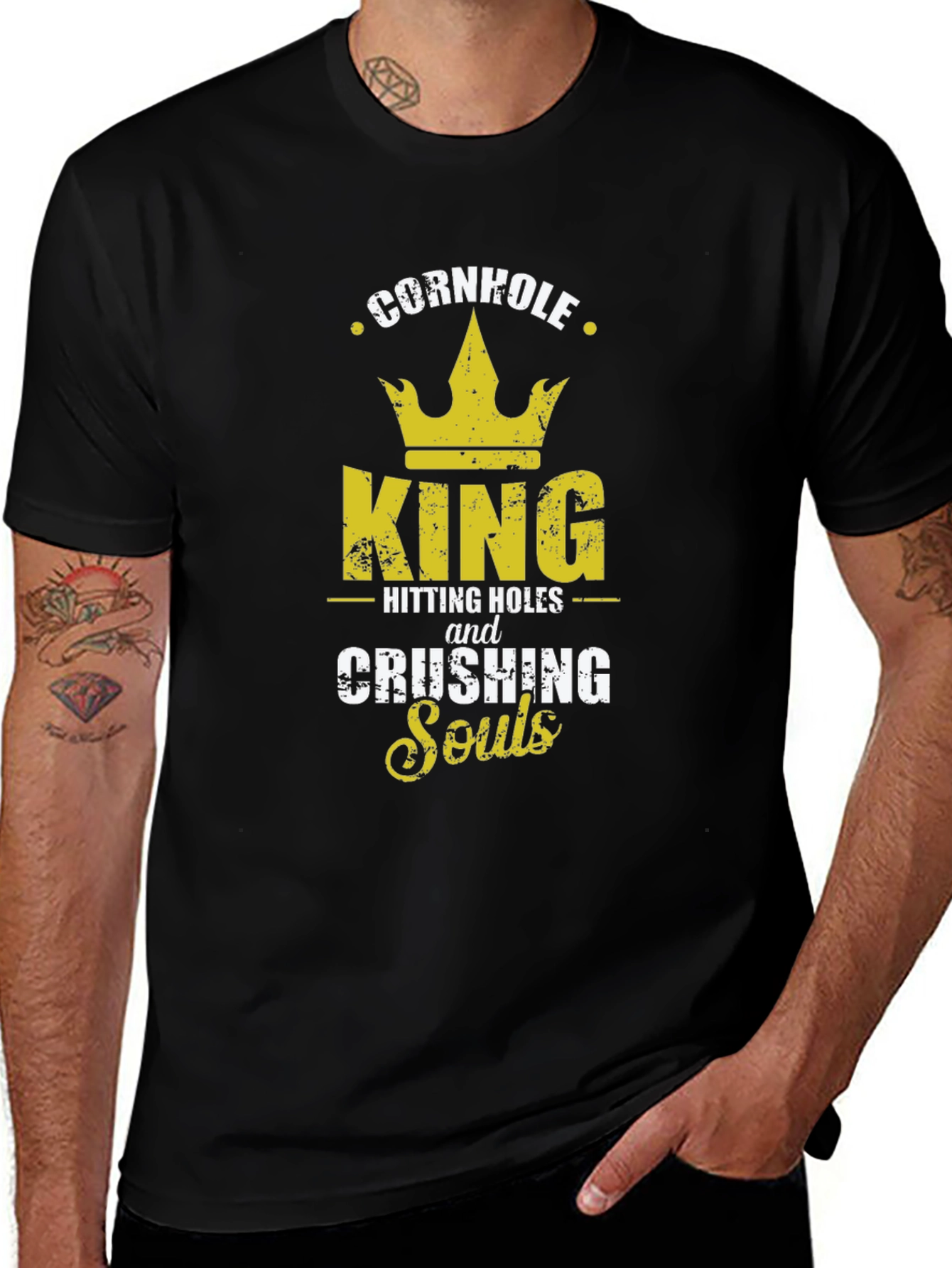 Cornhole King T-Shirt - Hitting Holes and Crushing Souls