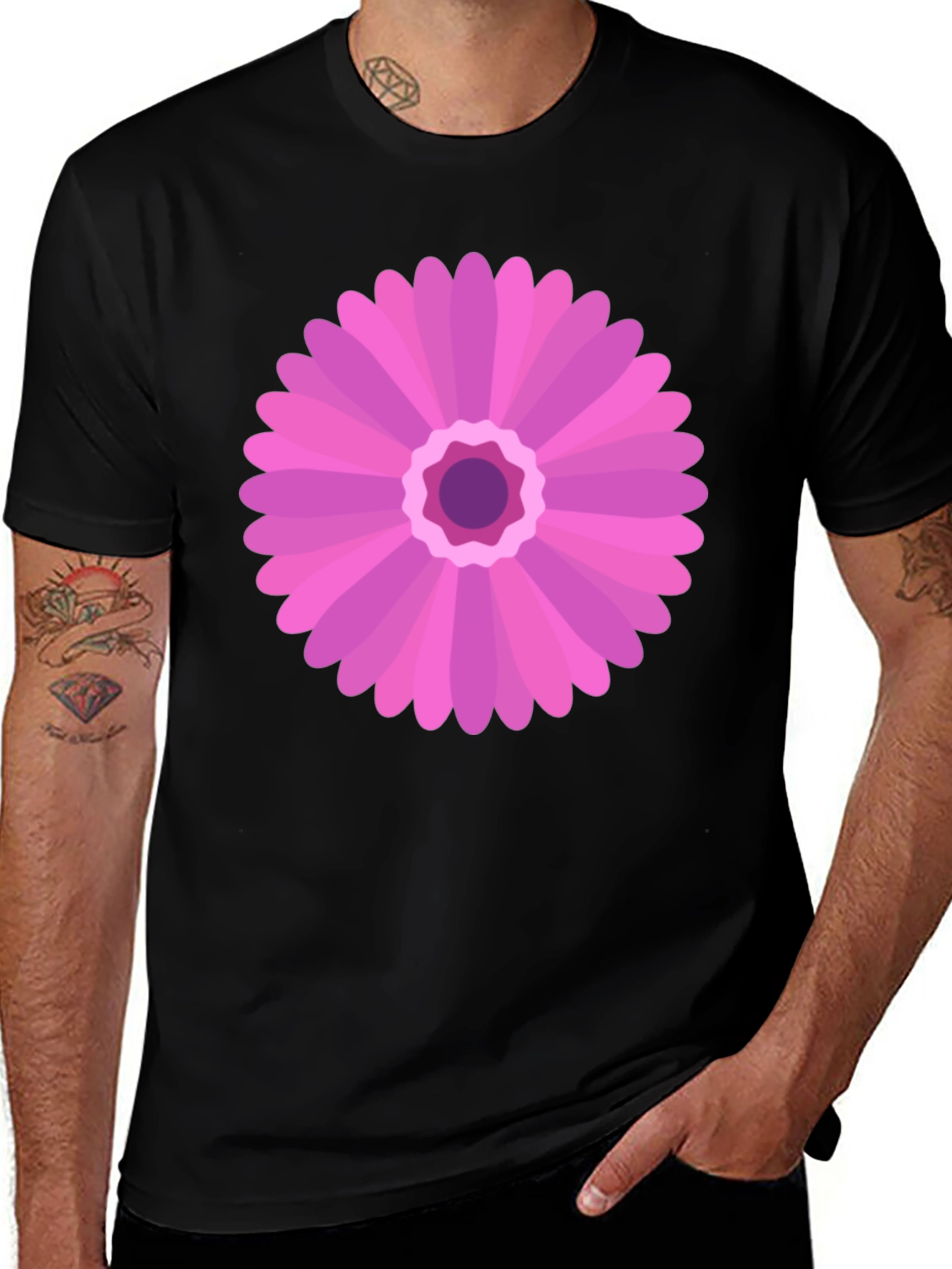 Pink Flower Graphic Tee - Casual Comfort