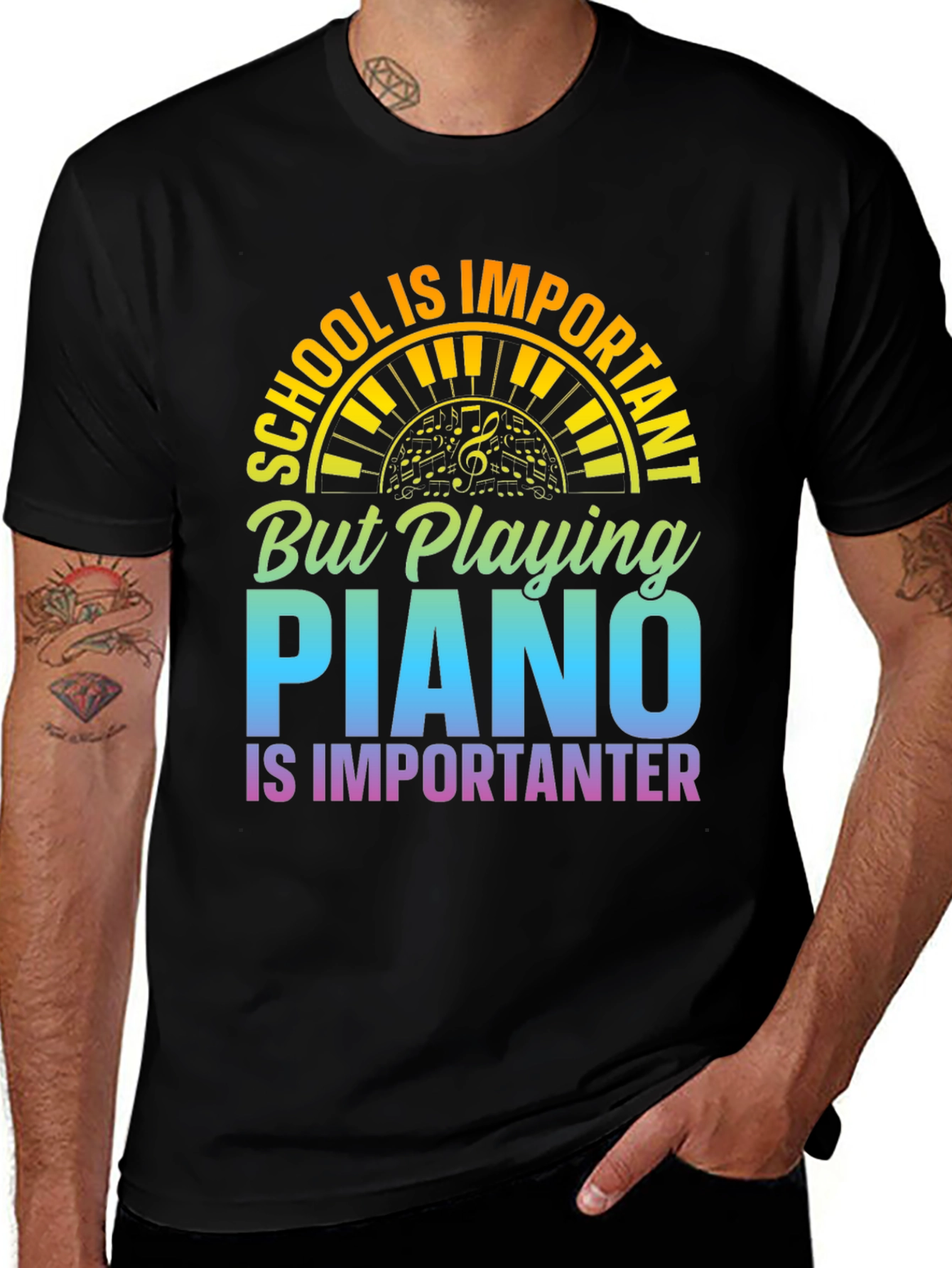 Variant 8 of Piano is Importanter Black T-Shirt