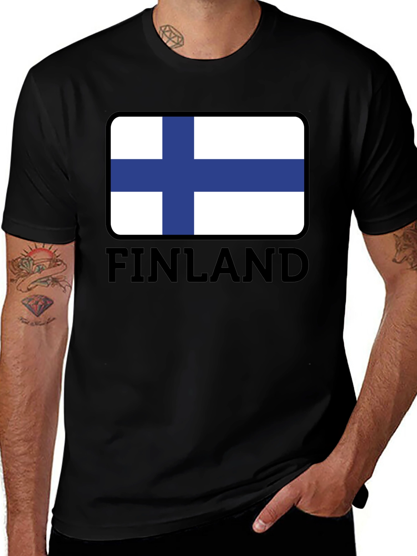 Finland Flag T-Shirt - Black Graphic Tee