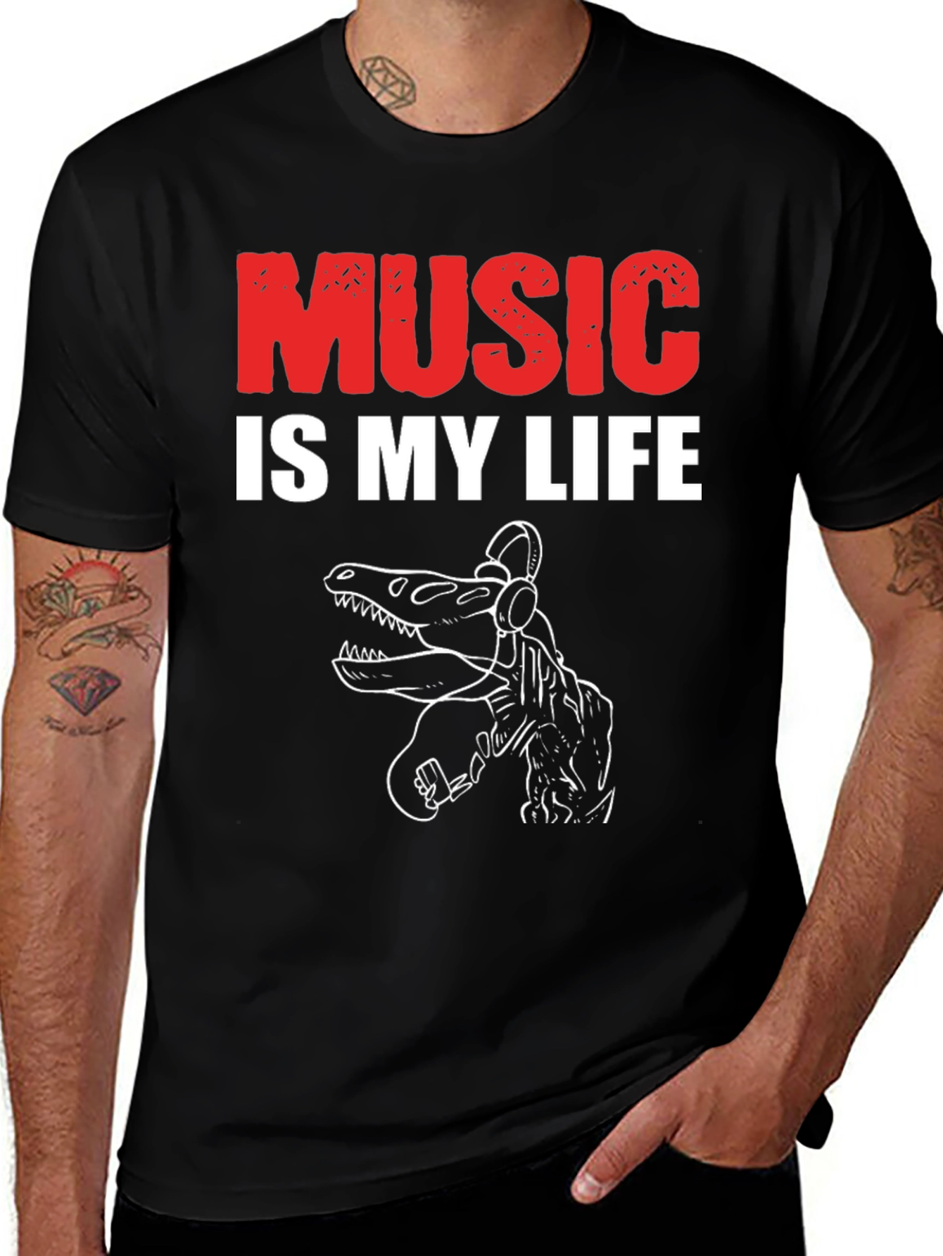 Variant 4 of Music is My Life Dinosaur T-Shirt